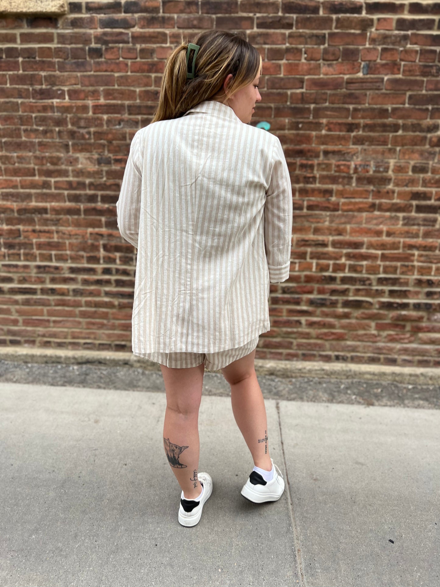 Tori Natural Striped Blazer in Plus