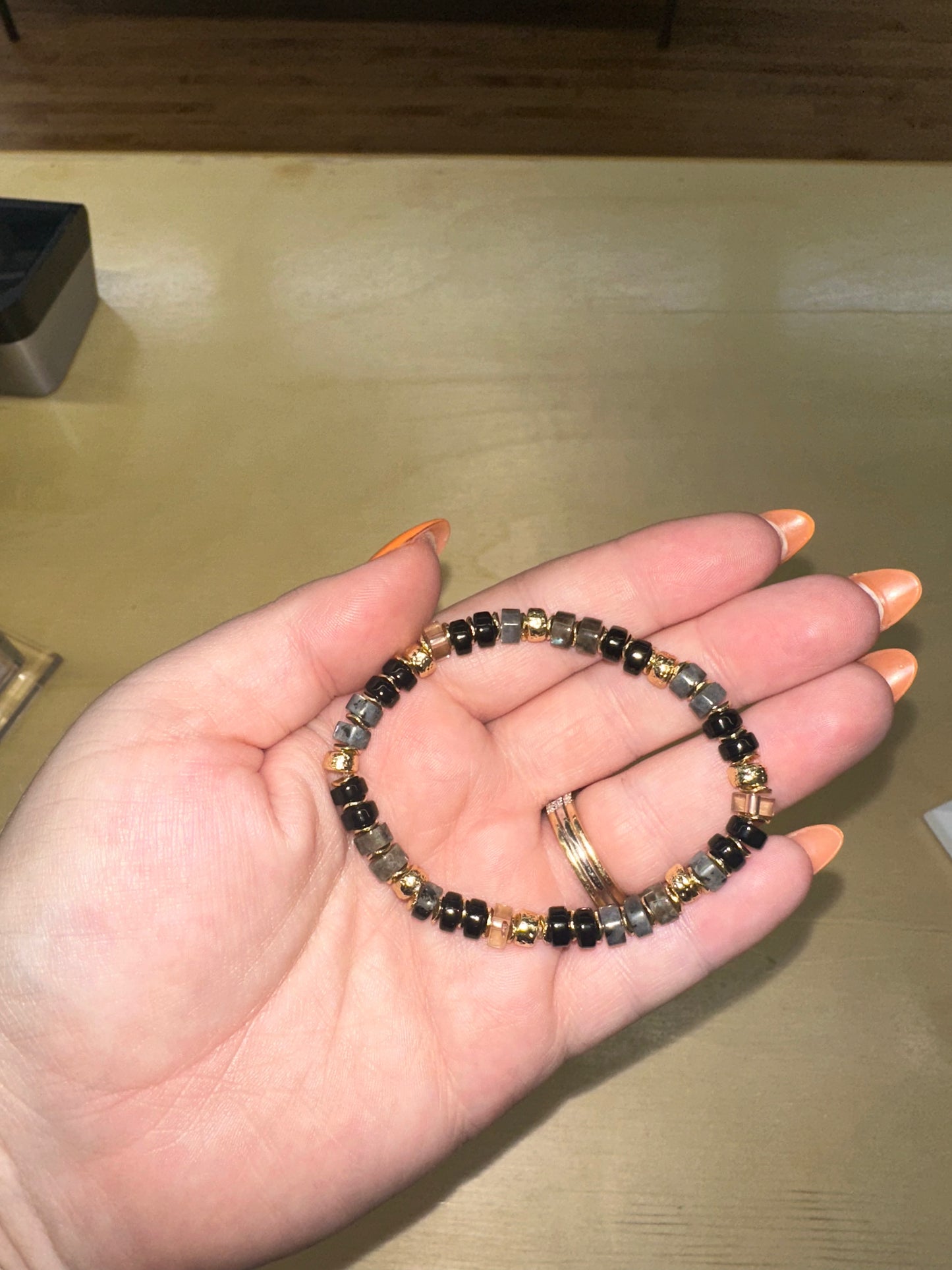 Glass Beaded Bracelet in Black