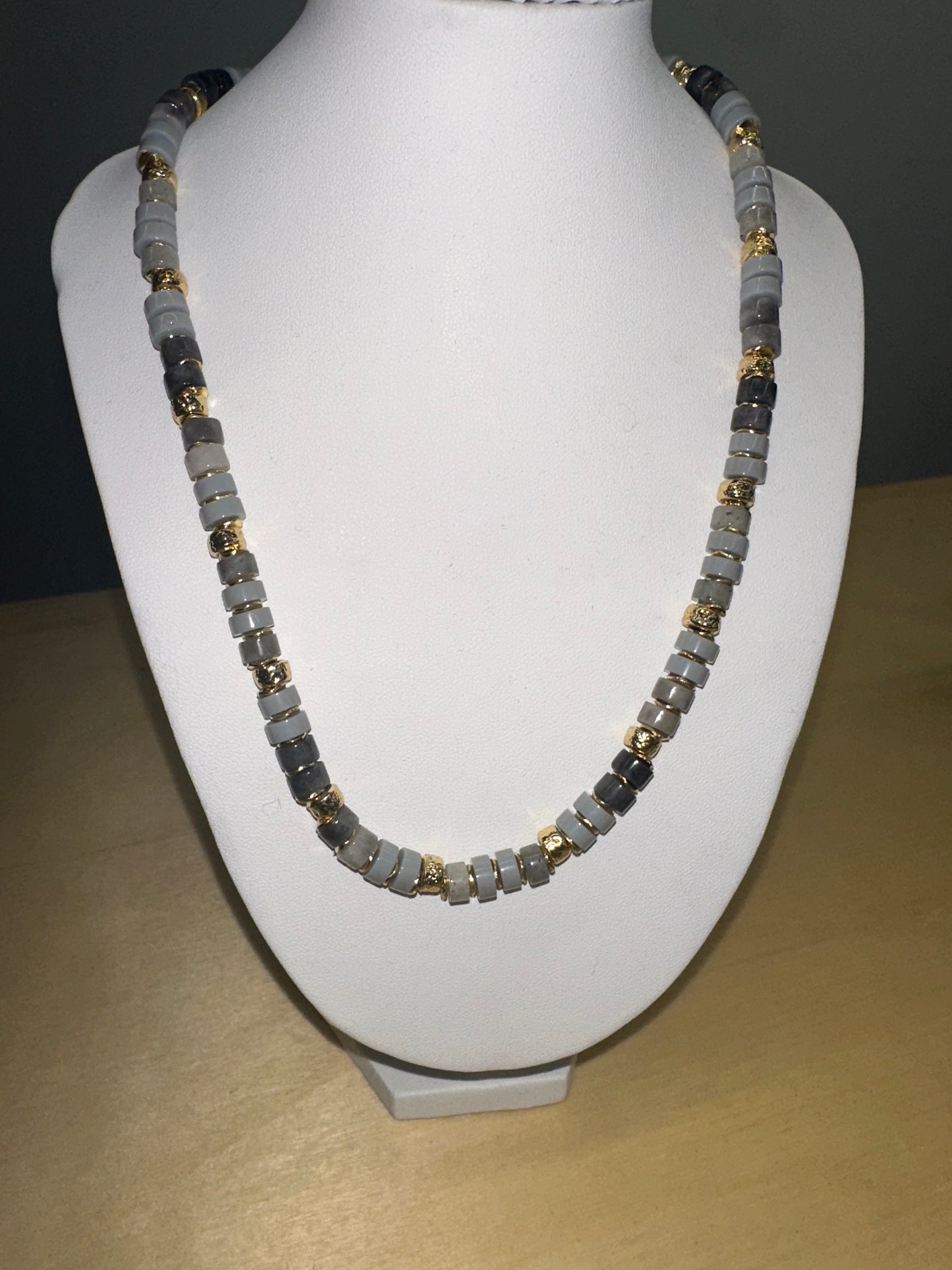 Glass Beaded Necklace in Grey