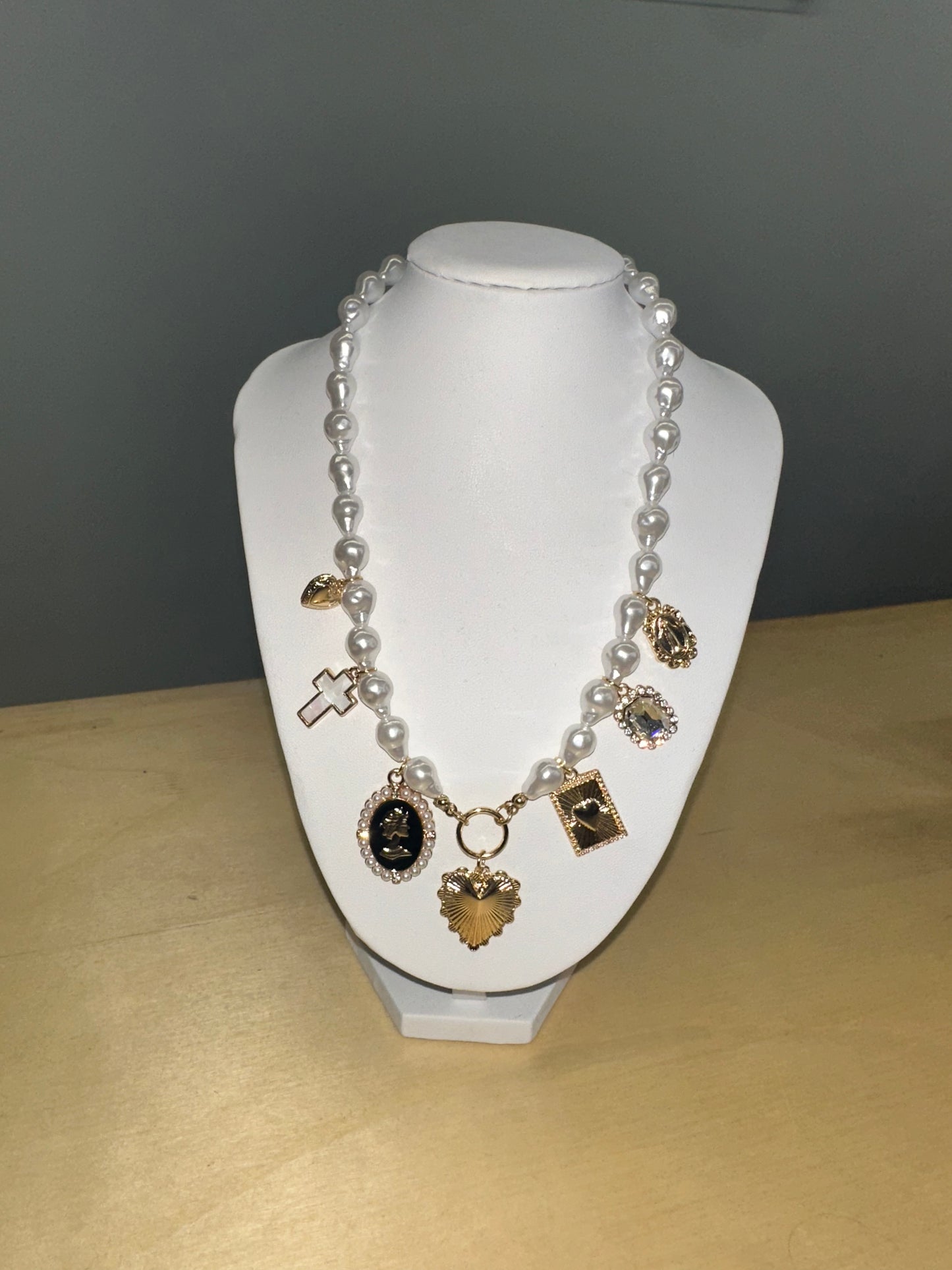 Pearl Beaded Charm Necklace