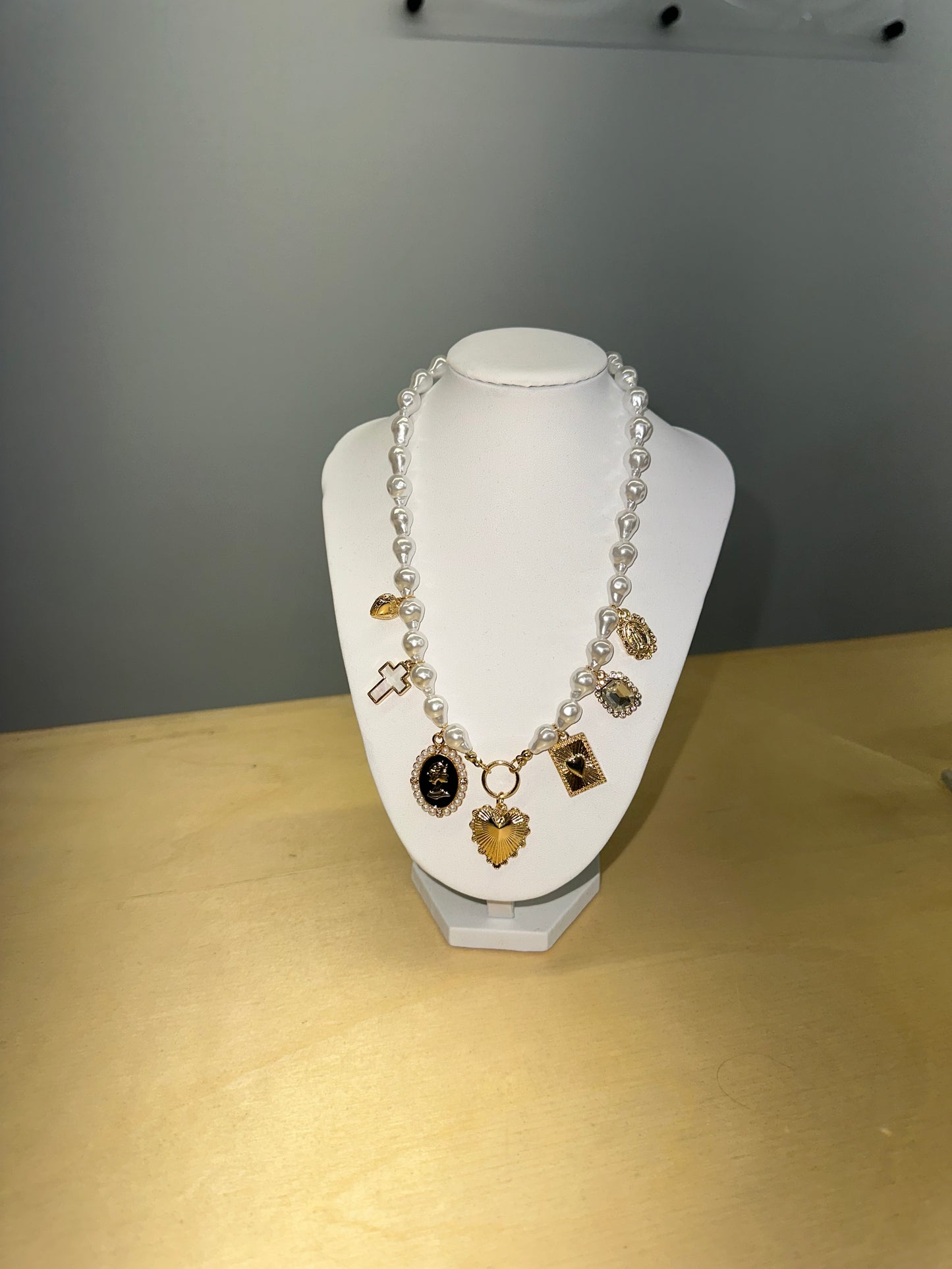 Pearl Beaded Charm Necklace