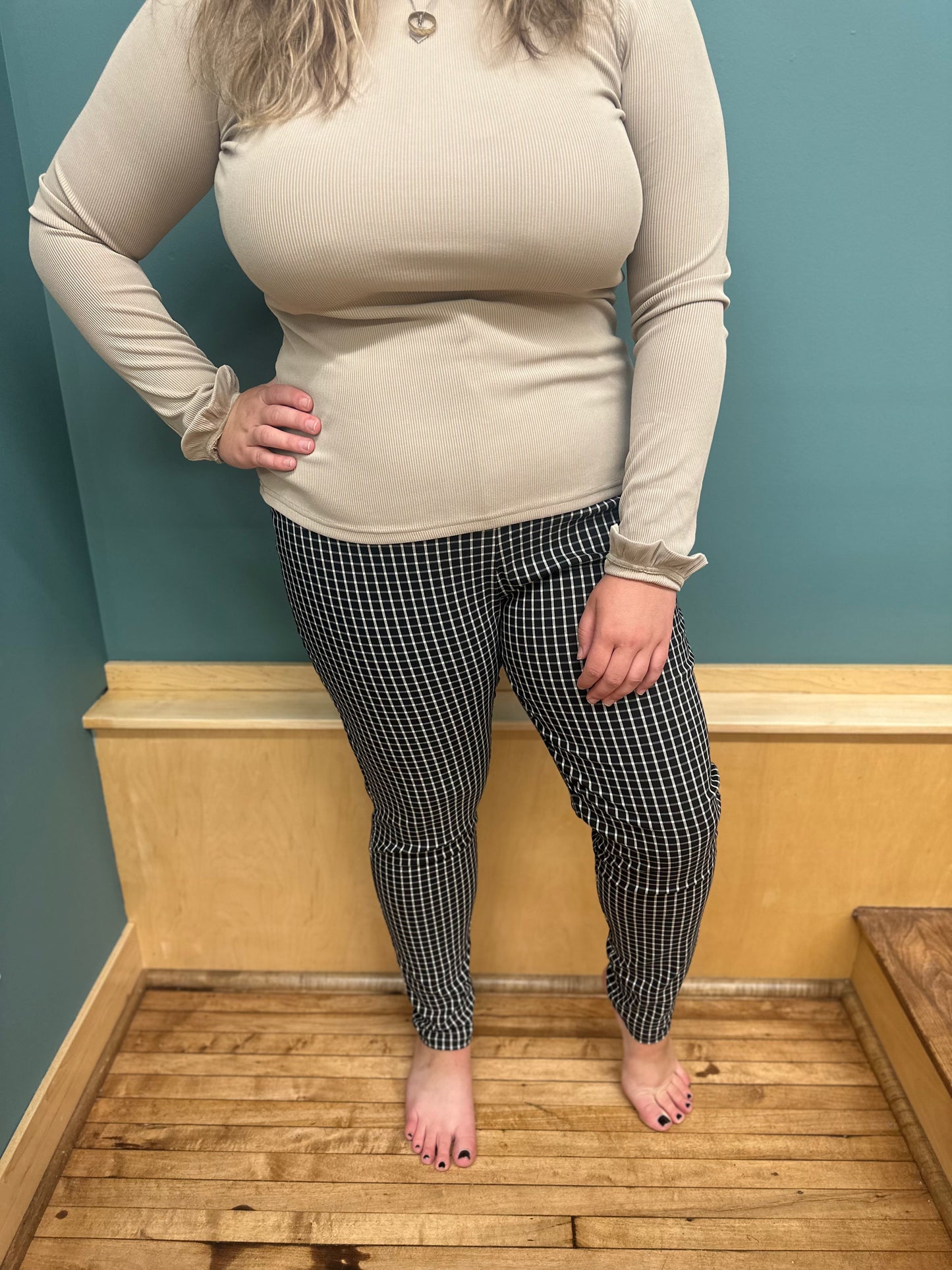Jasmine Checkered Business Pants - Plus