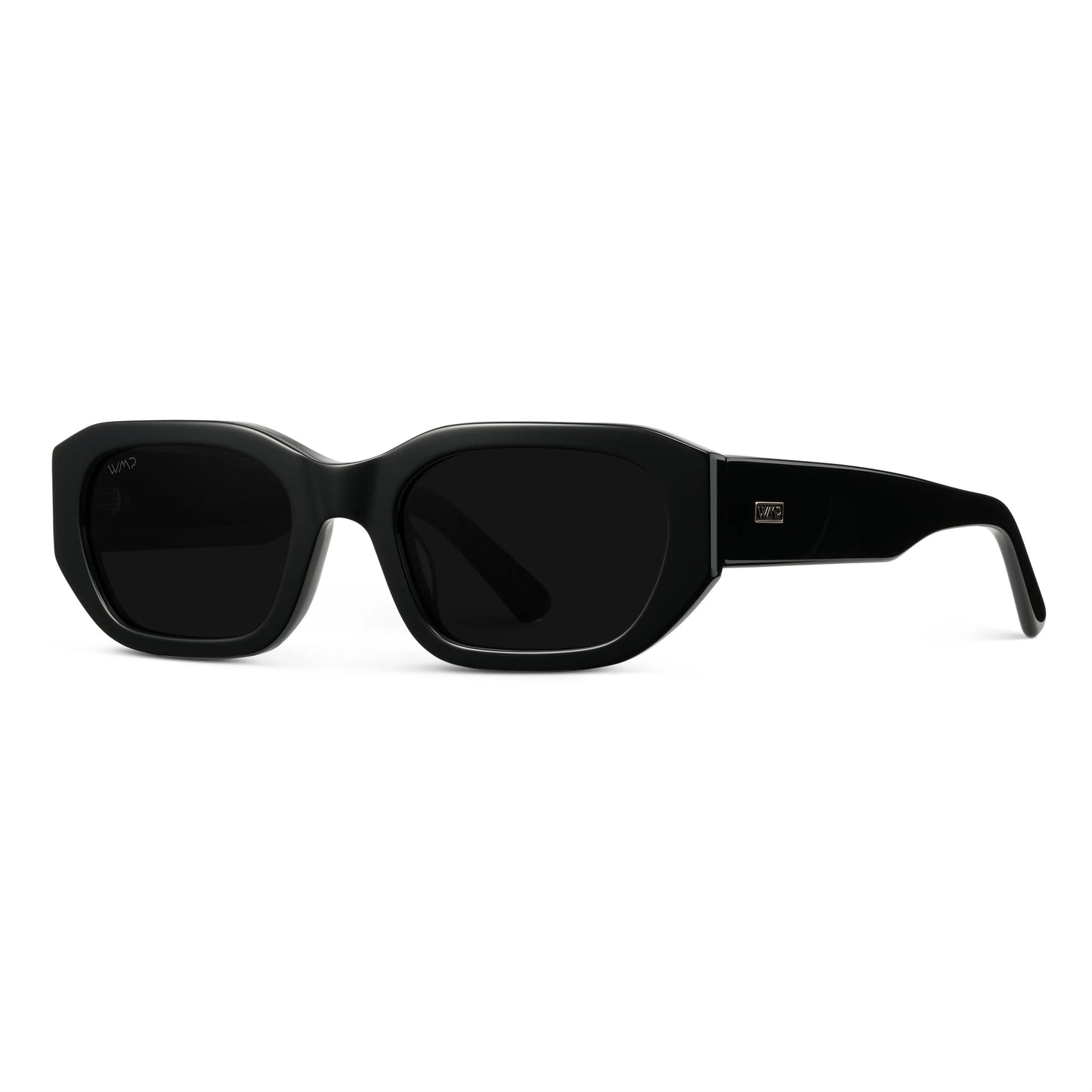 London - Black Rectangular Statement Polarized Sunglasses