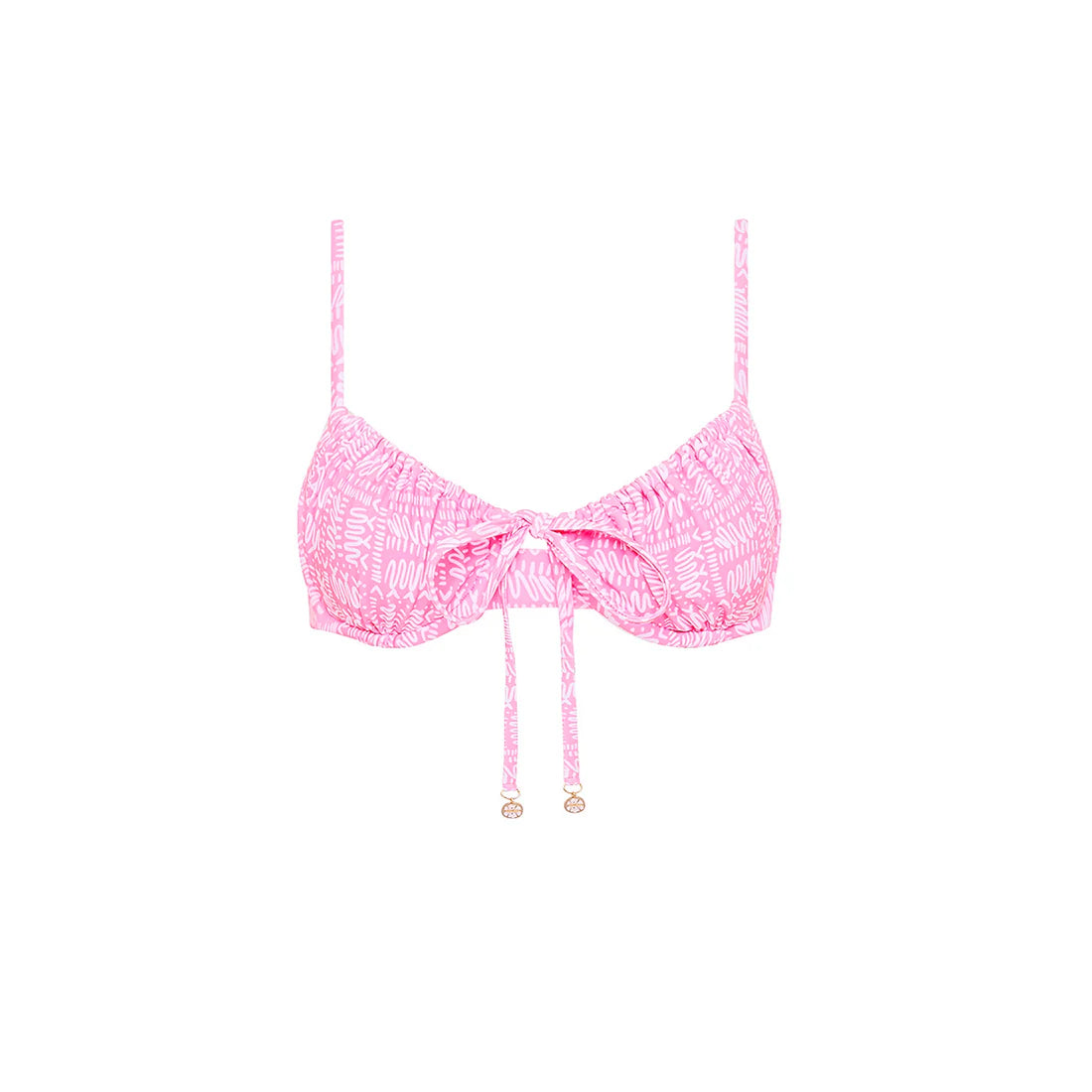 Strawberry Milkshake Ruched Underwire Bra Bikini Top
