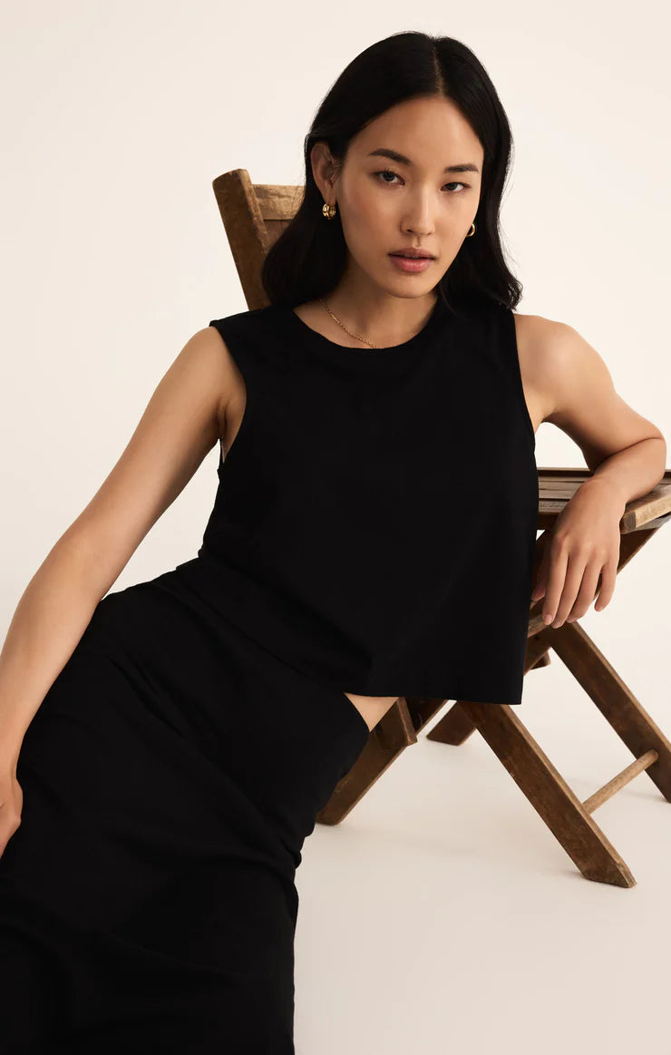 Sloane Jersey Muscle Tank in Black