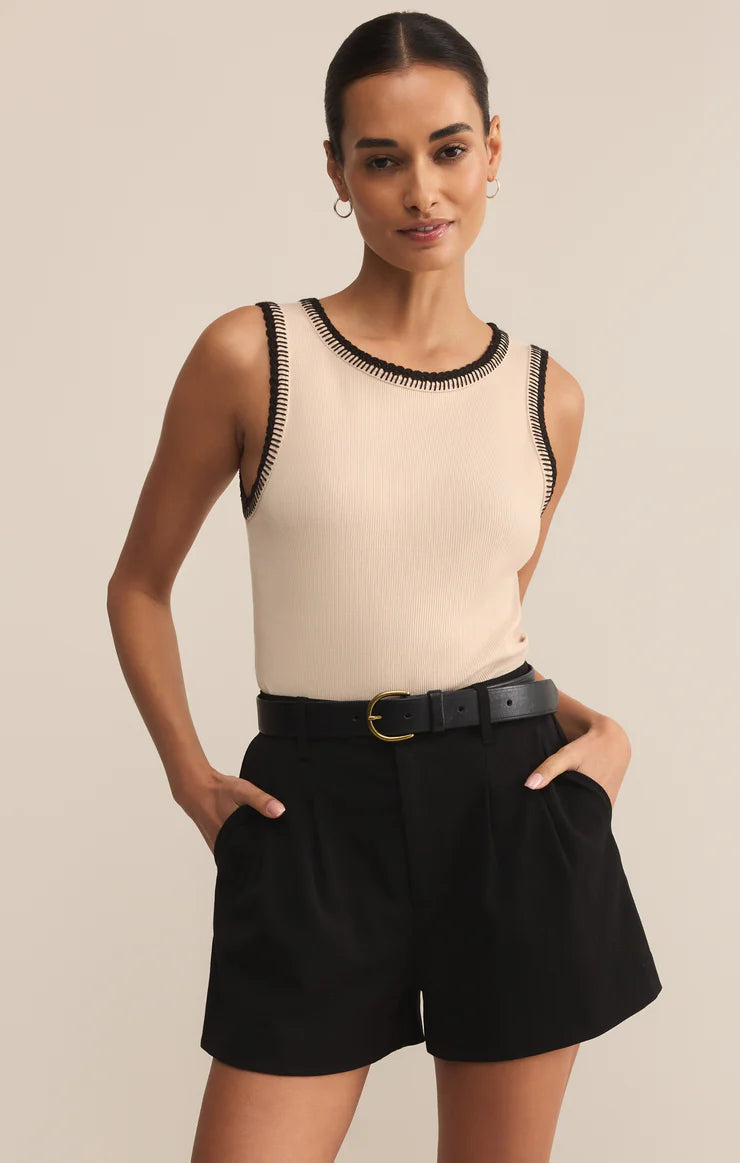 Social Whipstitch Tank in White