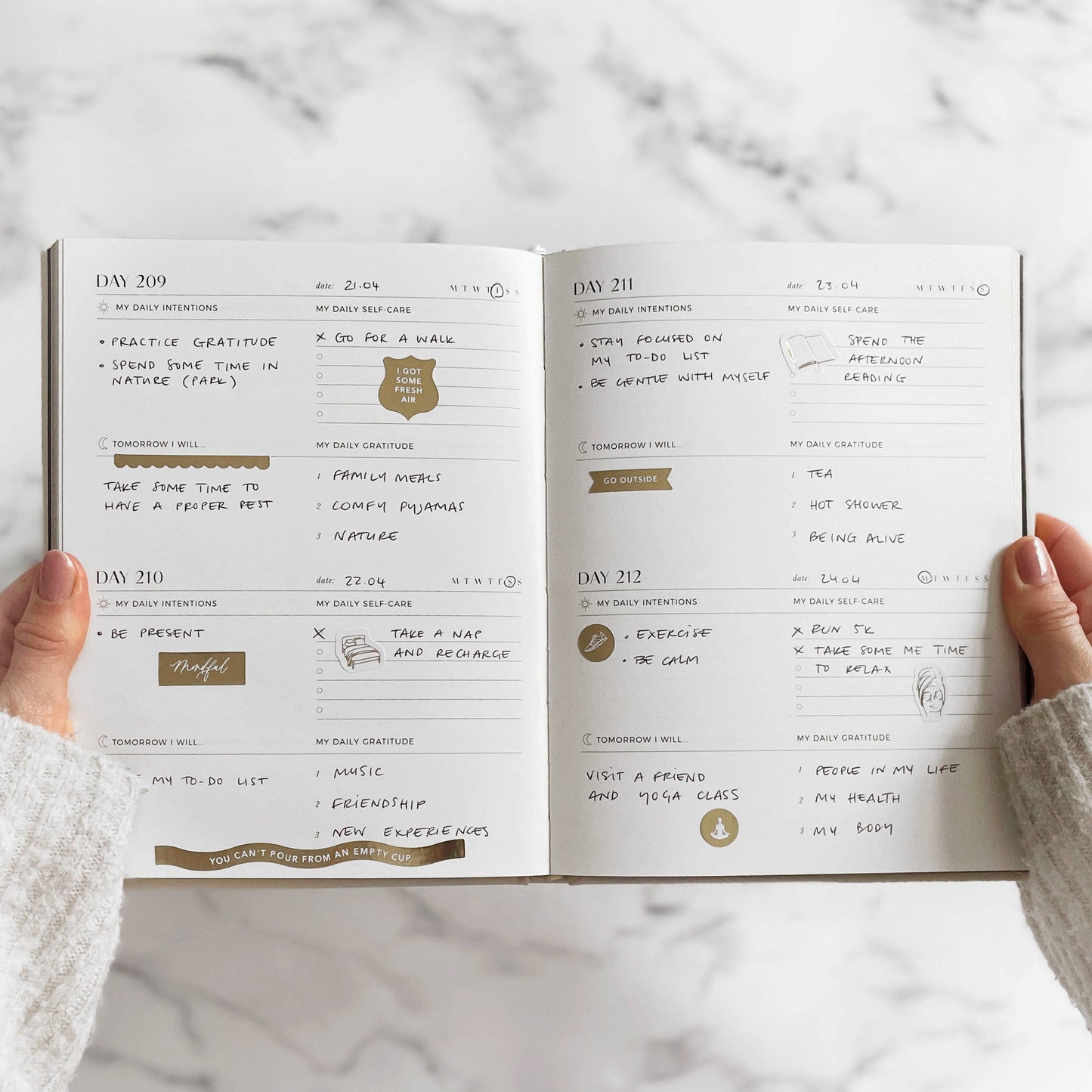 My Daily Self-Care (Pebble) intentions and gratitude journal