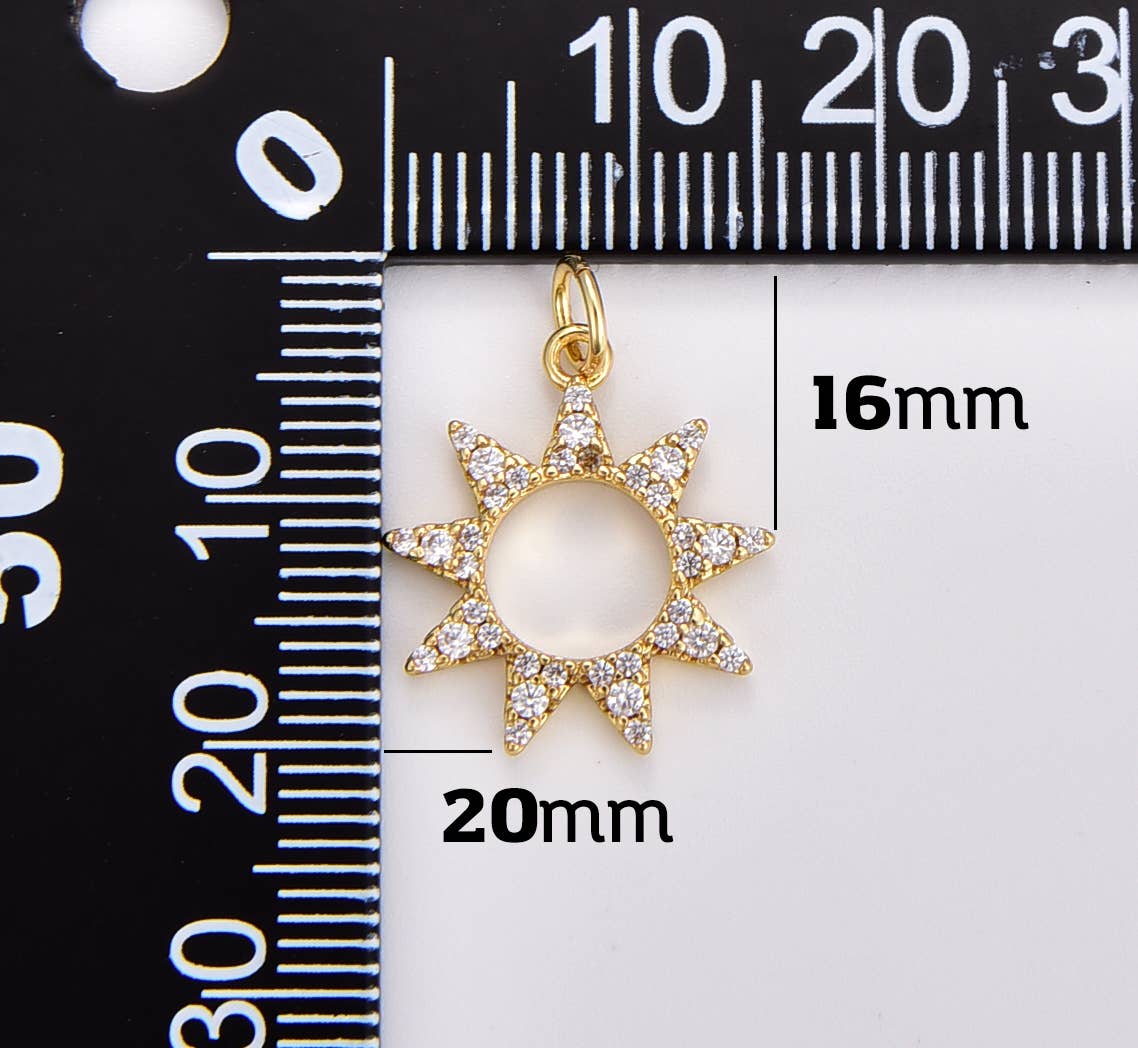 Gold Filled Hollow Sun Charm in Silver