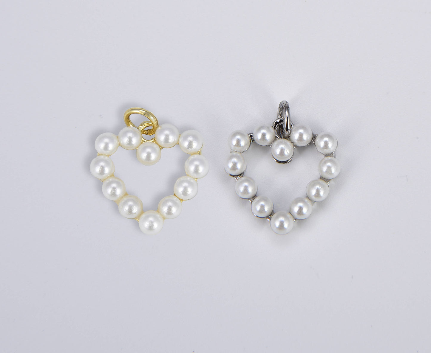 Dainty Heart Pearl Charm in 18K Gold Filled
