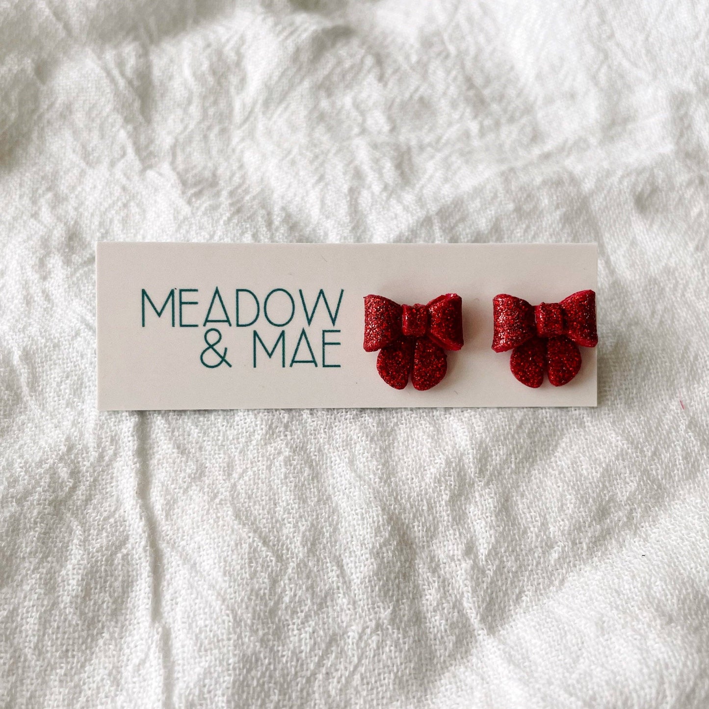 All Wrapped Studs | Handmade Polymer Clay Glitter Bow Studs