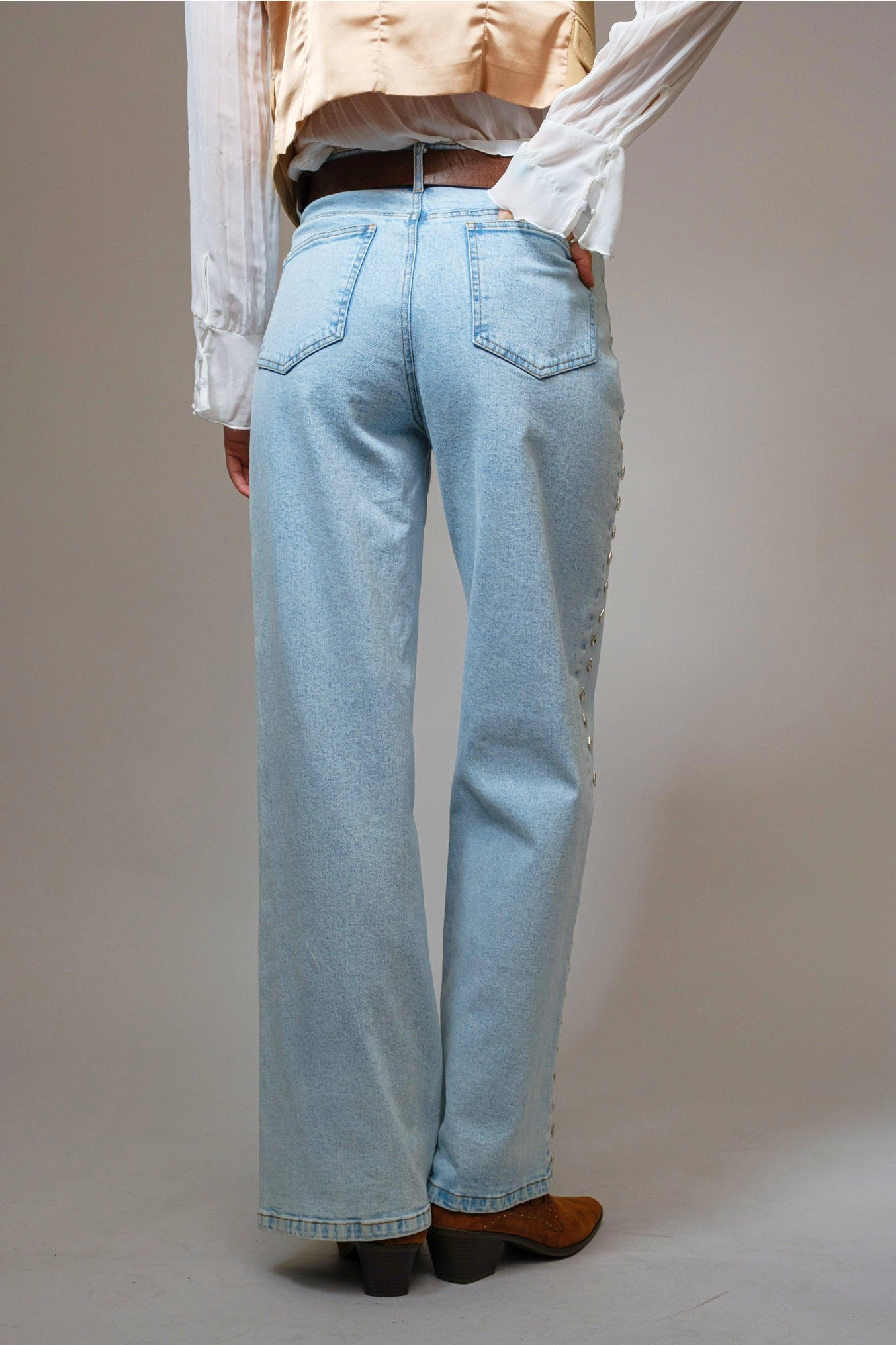 Laney Western Diamond Studded Straight Leg Jeans