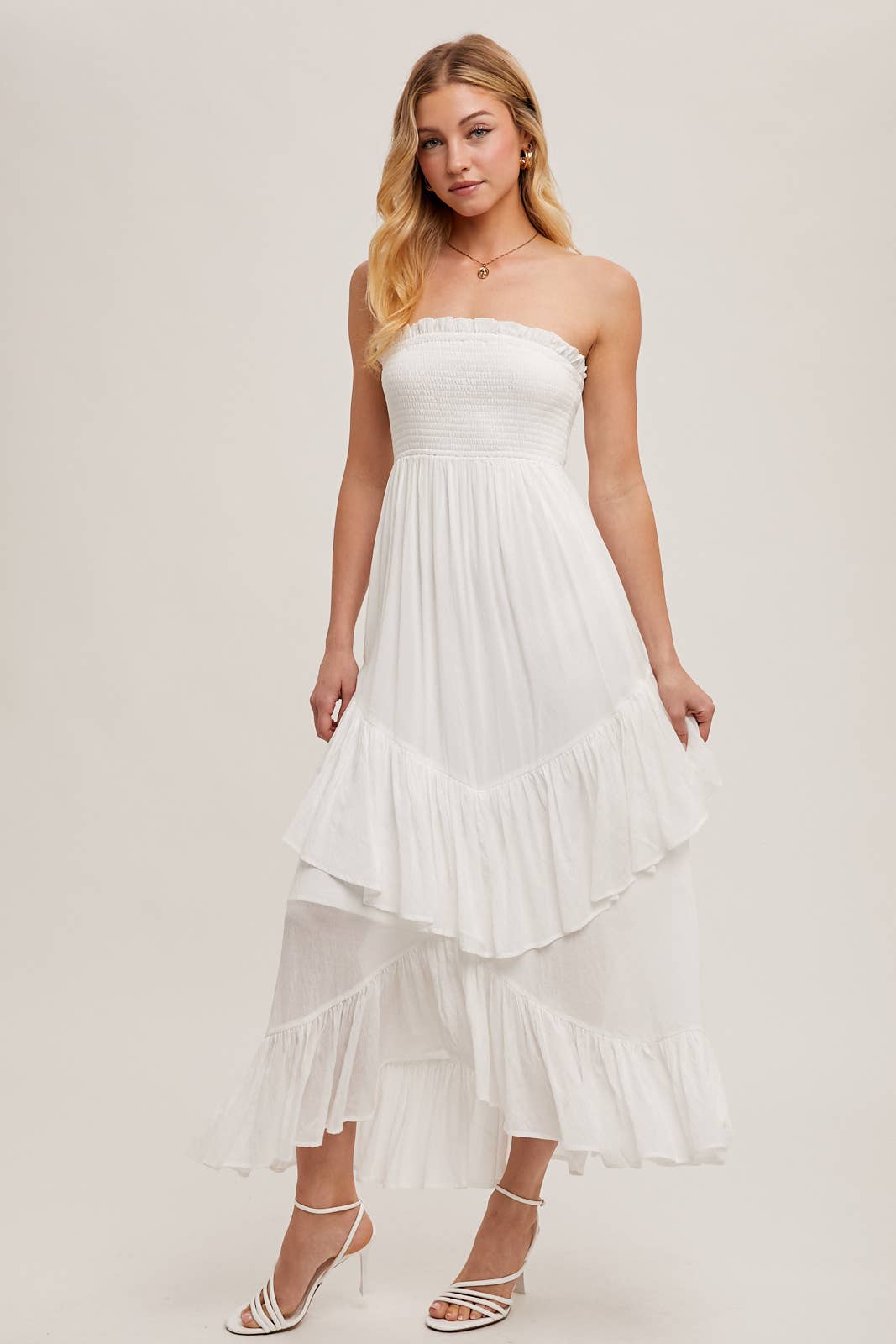 Alicia Smocked Strapless Tiered Dress