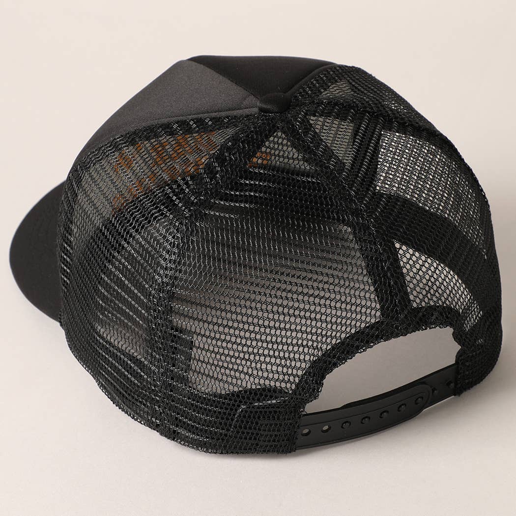 Support Day Drinking Embroidered Trucker Cap in Black