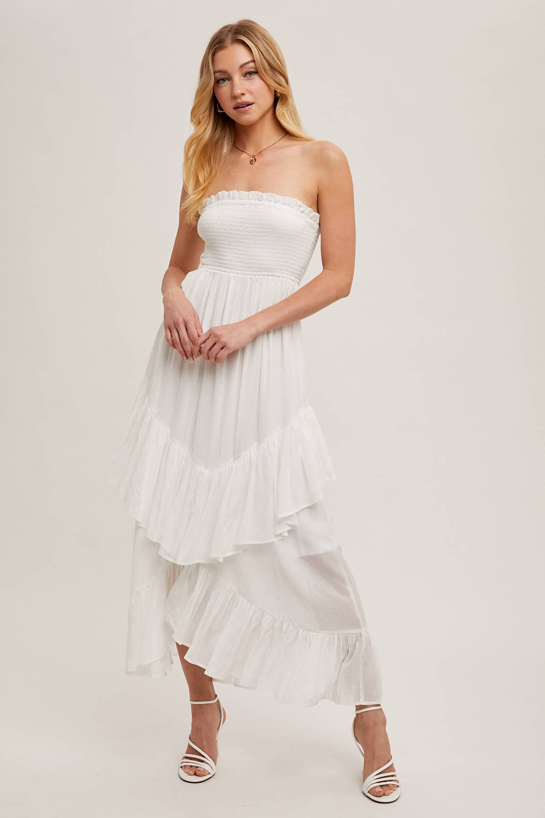 Alicia Smocked Strapless Tiered Dress