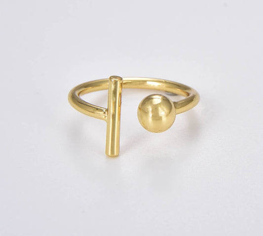 Ball and Bar Ring in Gold