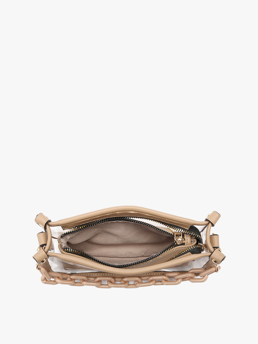 Jessica Clear Crossbody w/ Chain: Dark Brown