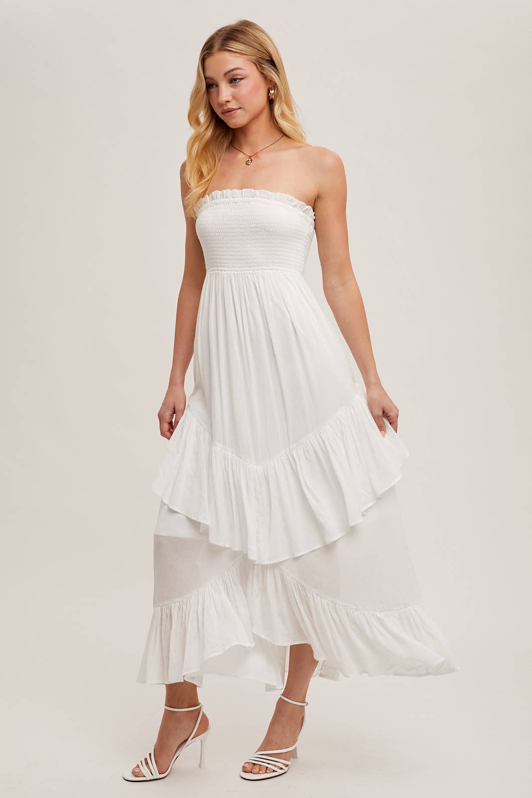 Alicia Smocked Strapless Tiered Dress