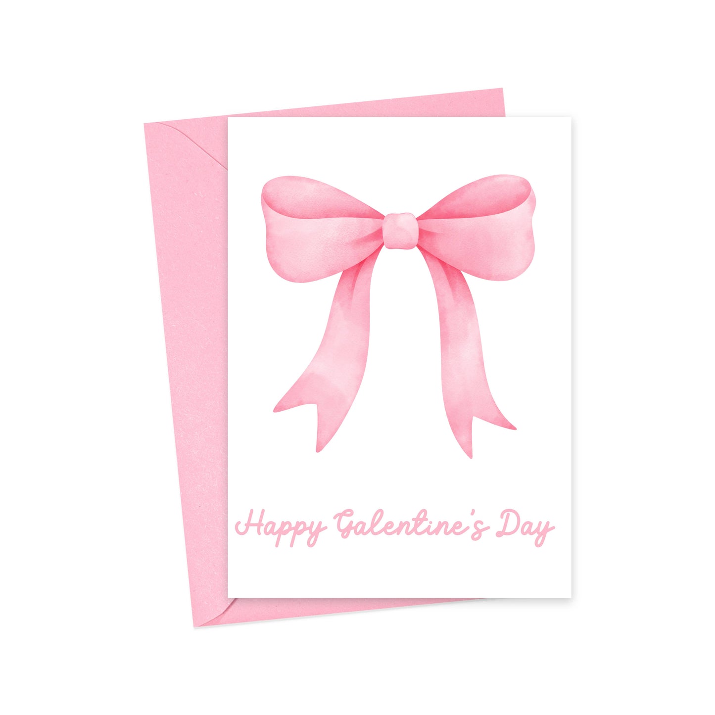 Galentines Day Card Pink Bow Greeting Cards
