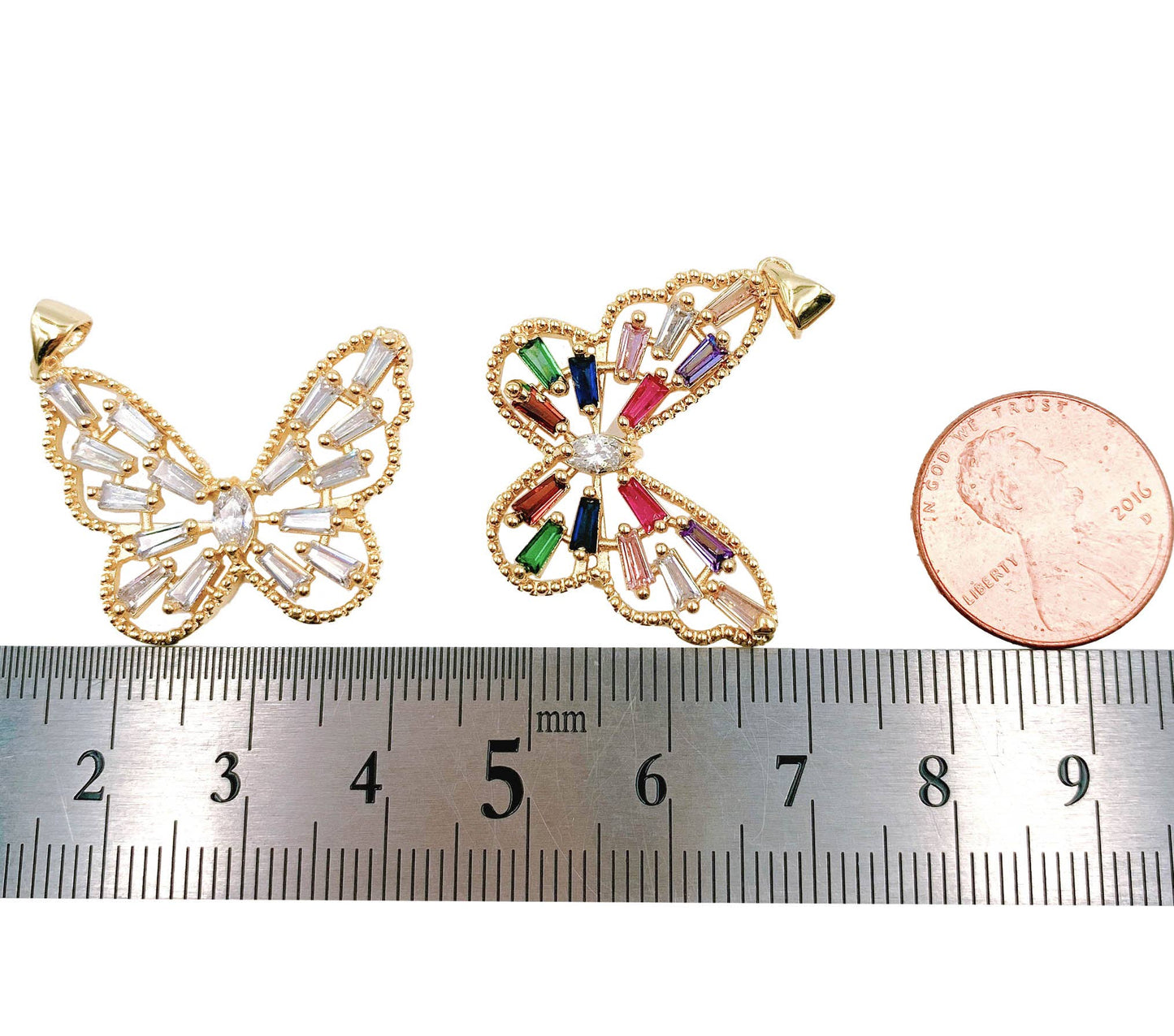Gold Filled Butterfly Charm Clear
