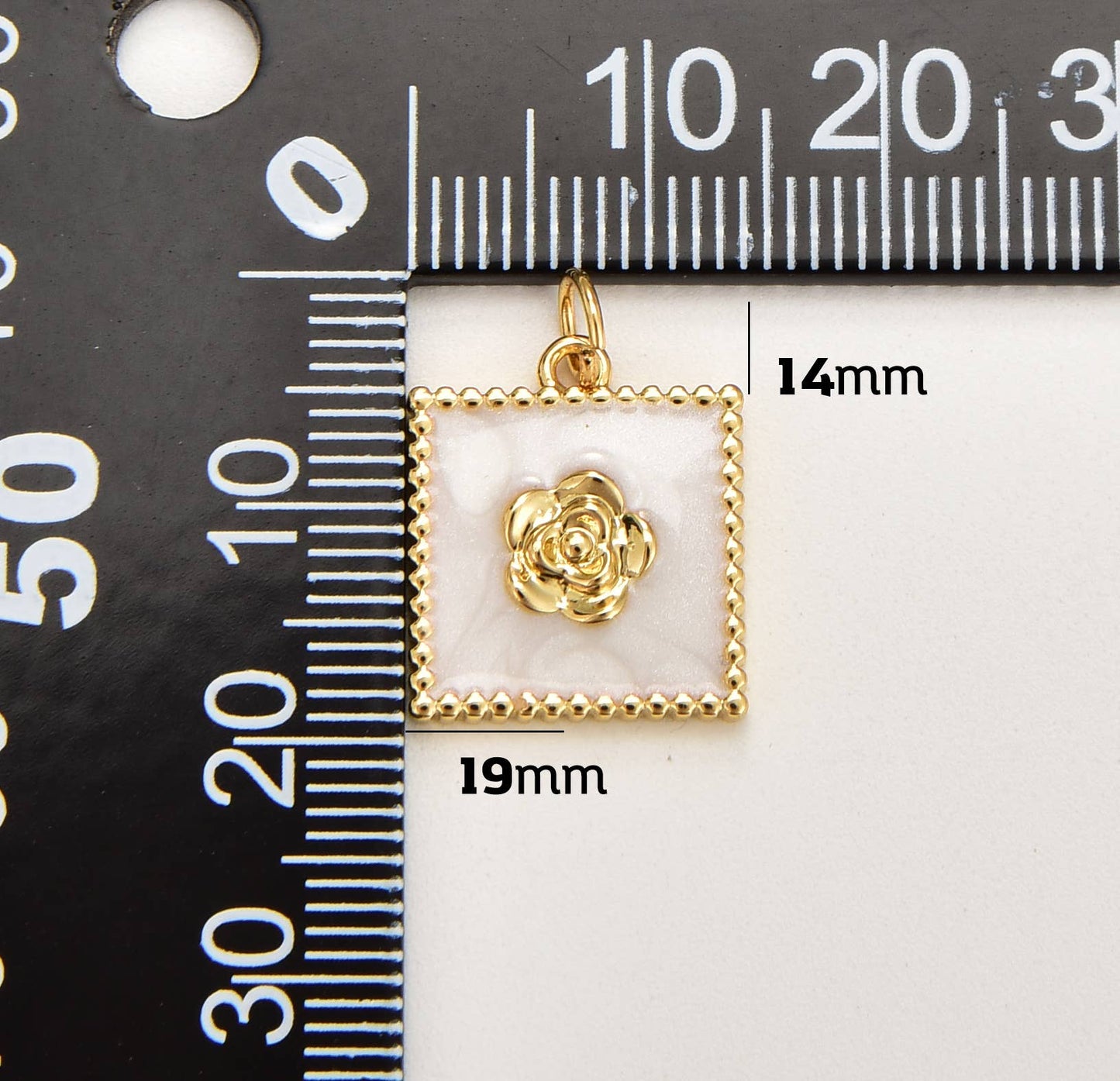 Gold Filled White Enamel Lotus Flower