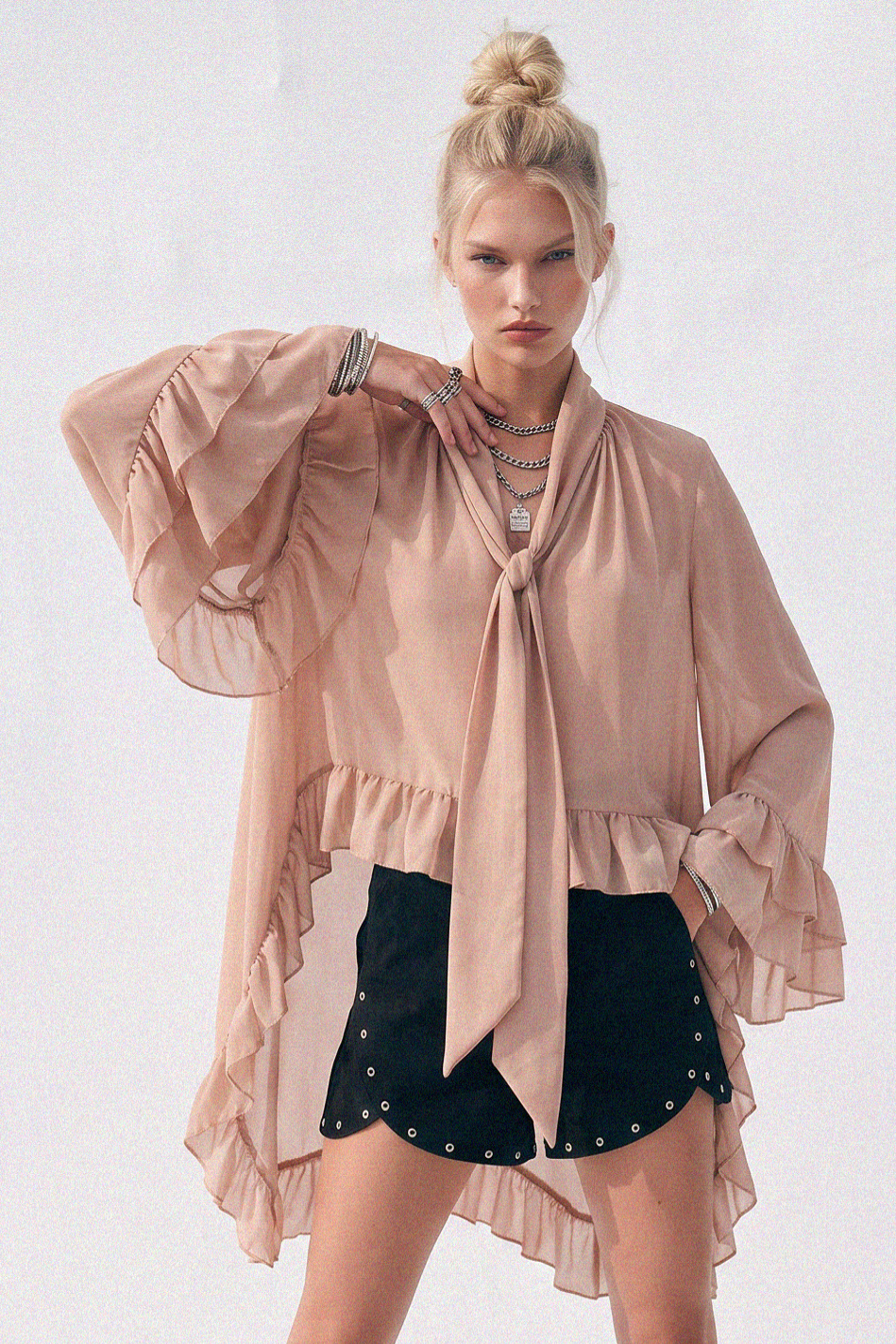Molly Ruffled Blouse in Black