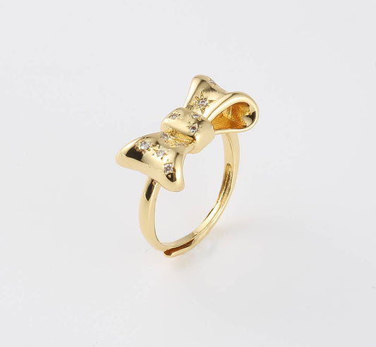 Bow Tie Knot Adjustable Ring in Gold