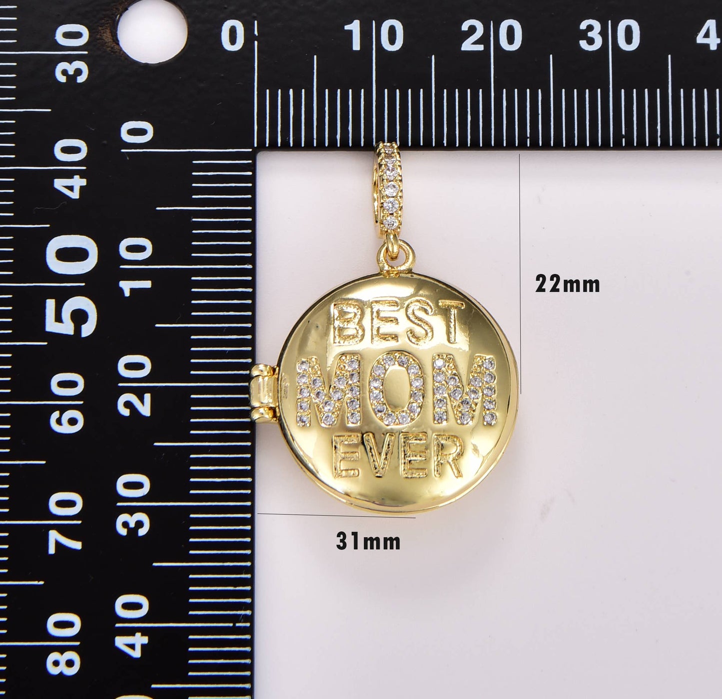 Gold Filled Best Mom Ever Open Locket Charm