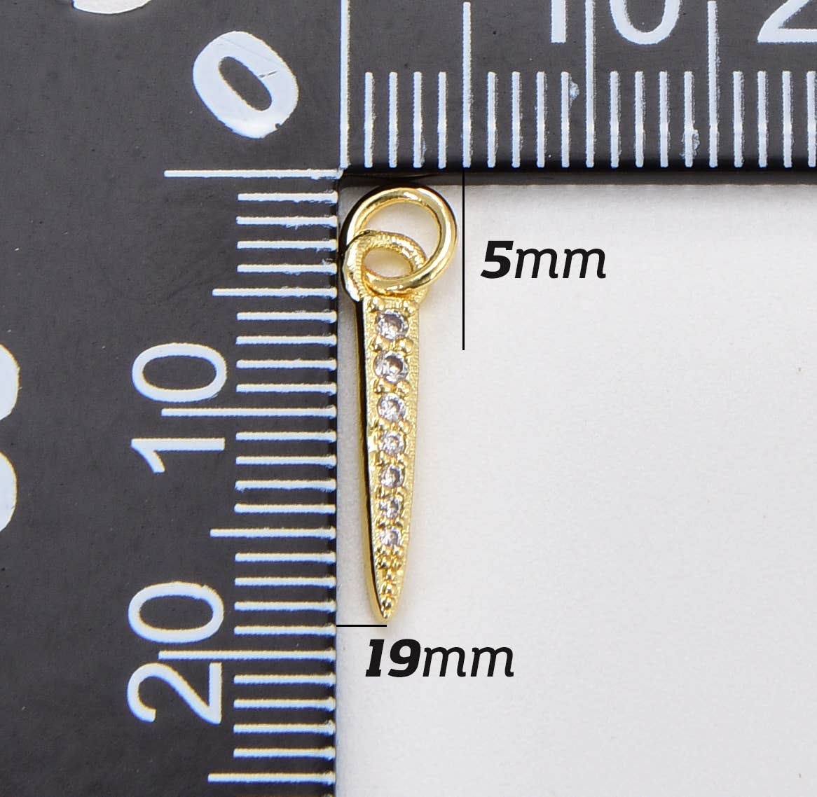 Gold Filled Spike Charm Pendant Micro Pave