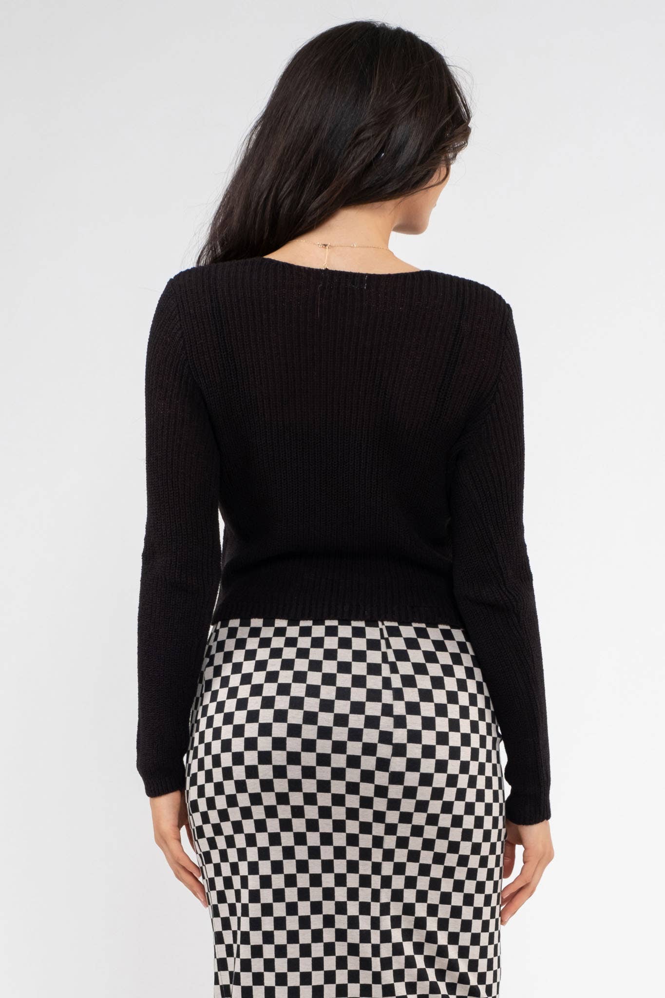 Madigan Double Button Knit Cardigan in Black