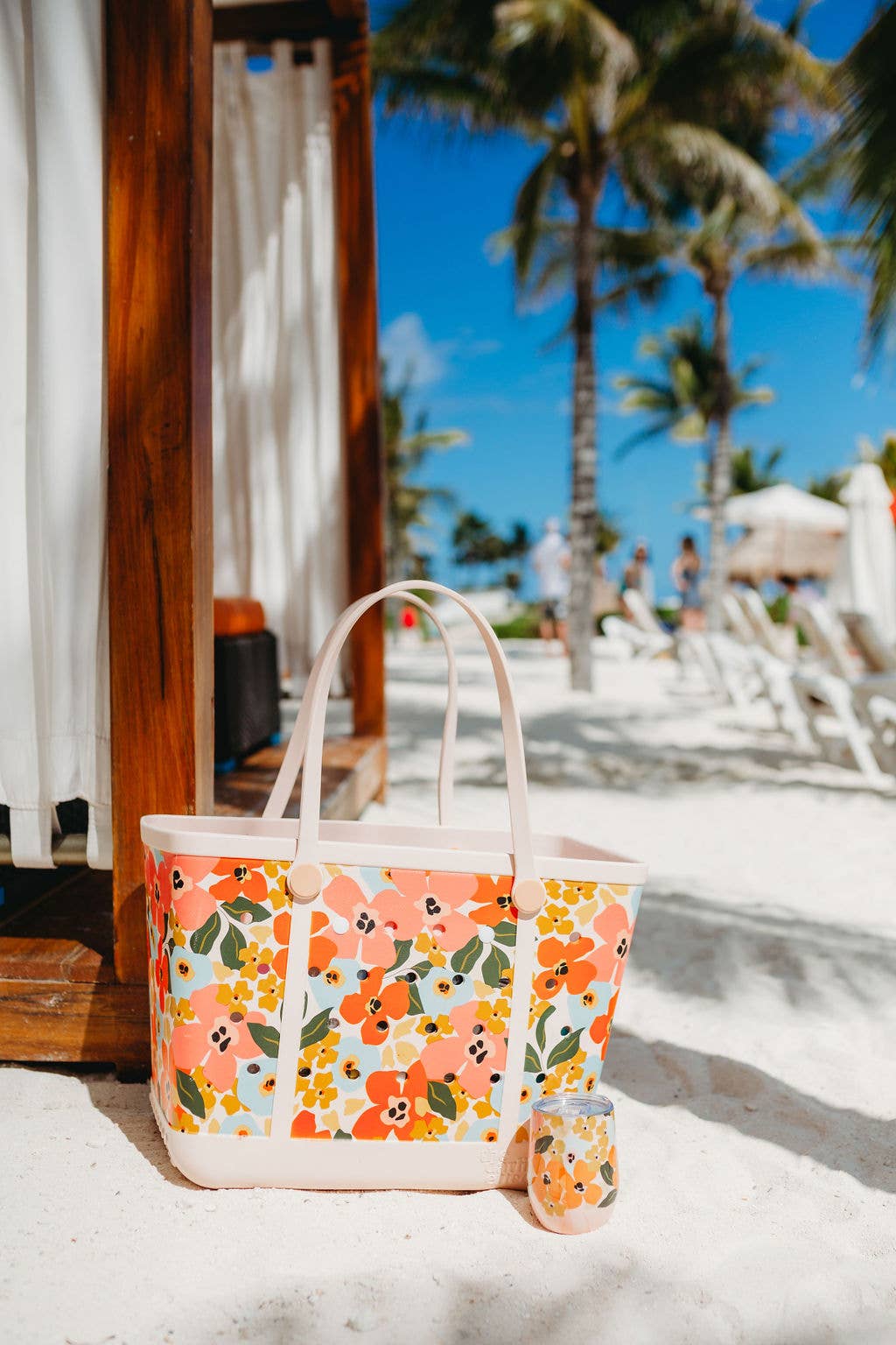 Carry-It-All Tote Bag- Rubber Beach Bag- Lil' Floral Delight