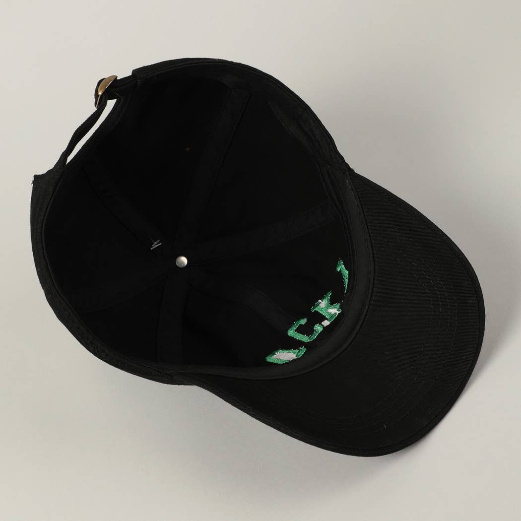 LUCKY Upside Down Embroidery Baseball Cap in Black