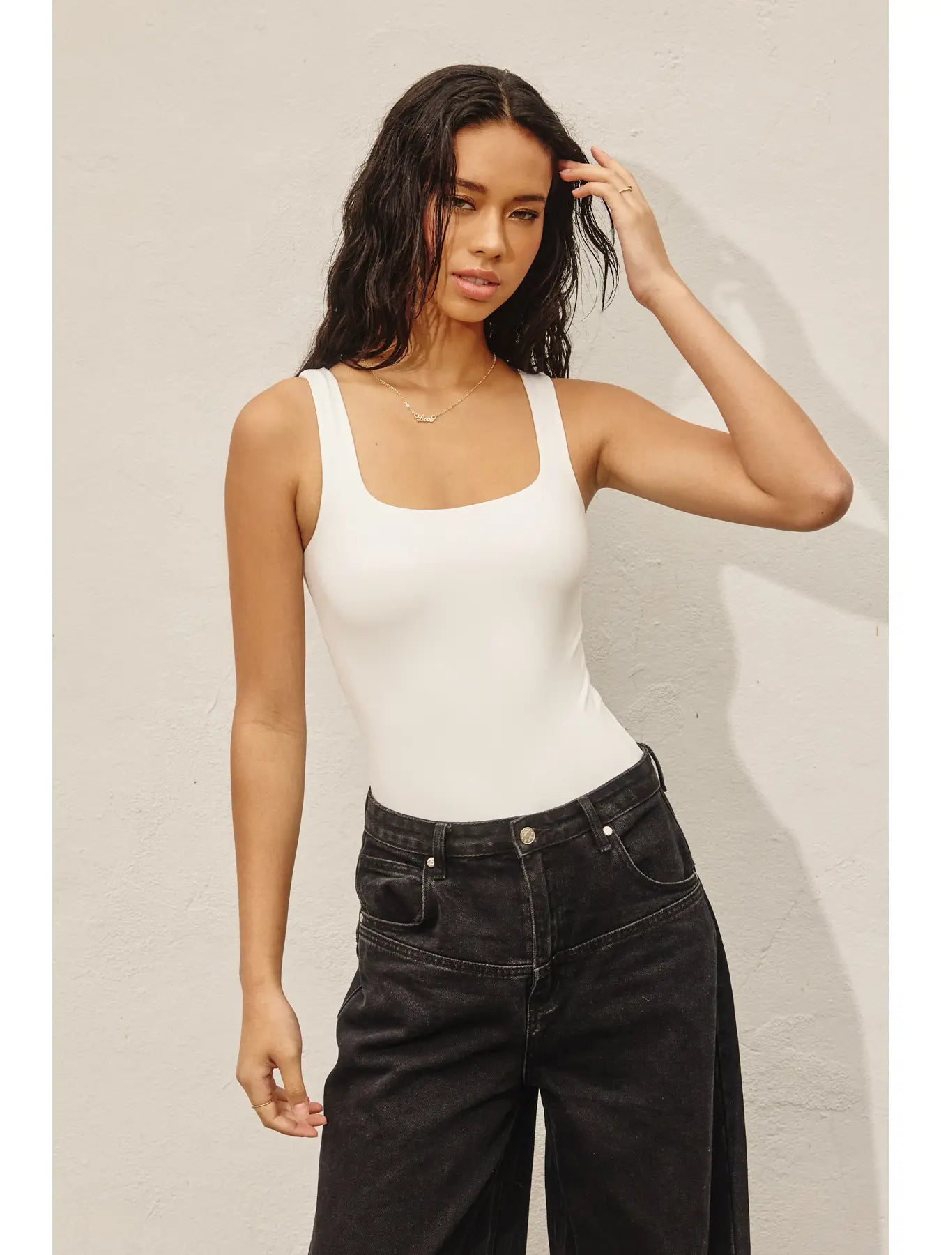 Lauren Square Neck Bodysuit in White