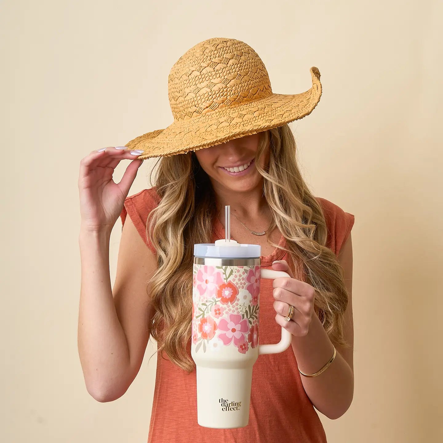 40 oz Tumbler in Beyond Blooms Pink Orange