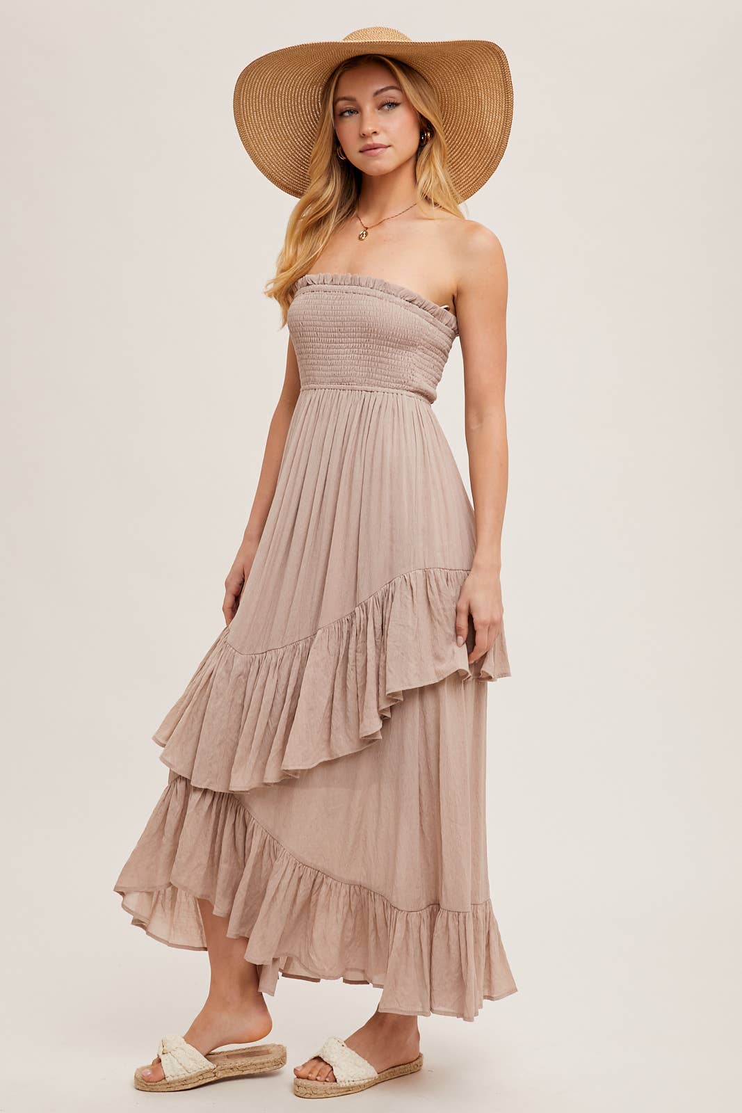 Alicia Smocked Strapless Tiered Dress