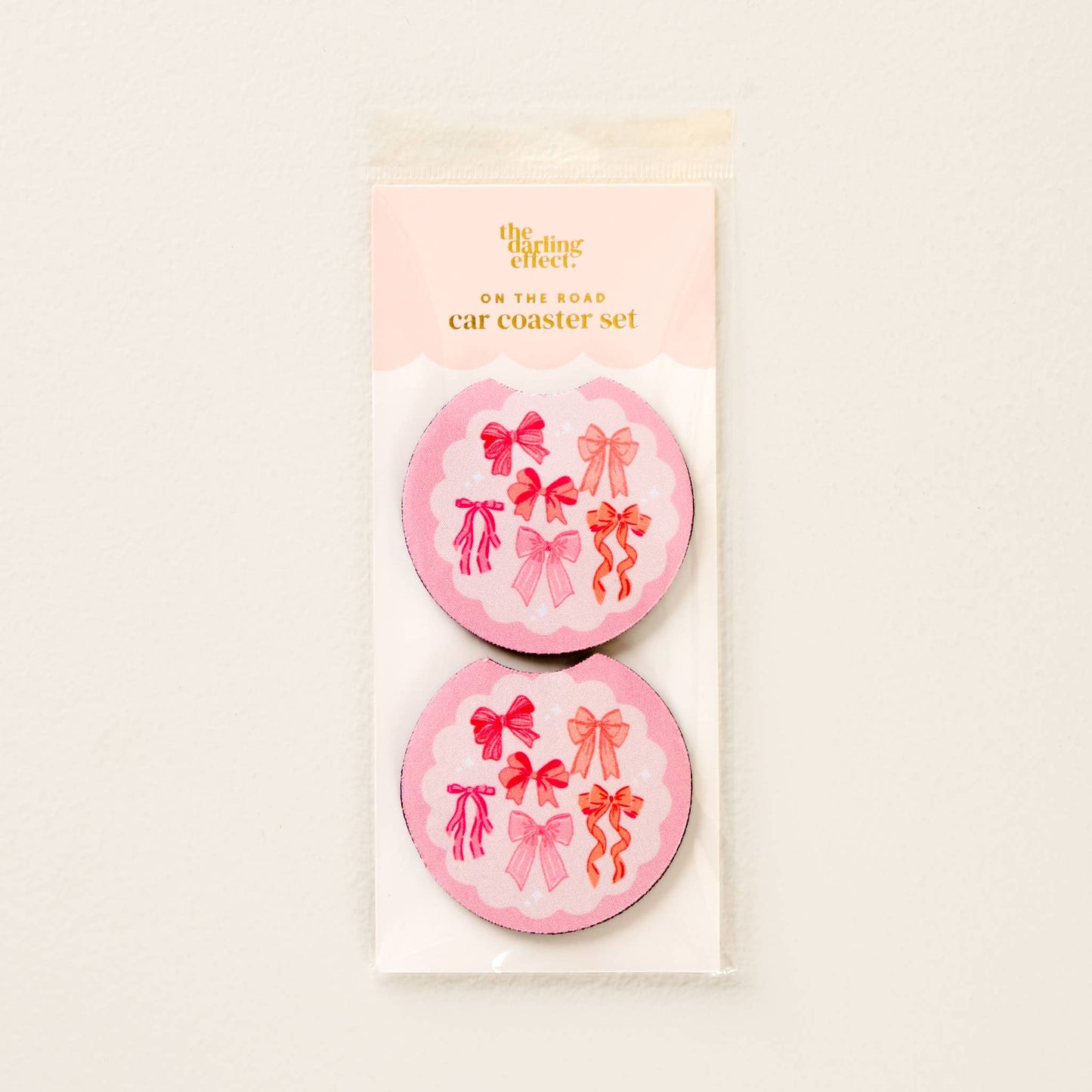 On the Road Car Coaster Set in Blushing Bows