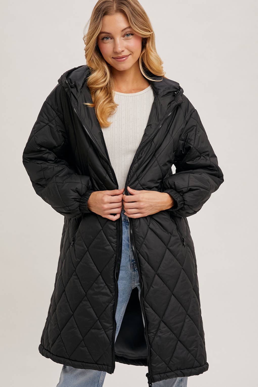 Norah Quilted Puffer Jacket in Black