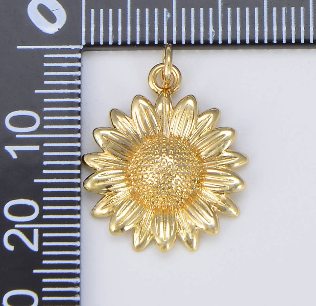 Dainty Sunflower Charm in Gold