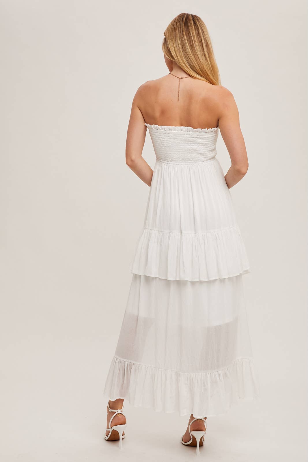 Alicia Smocked Strapless Tiered Dress