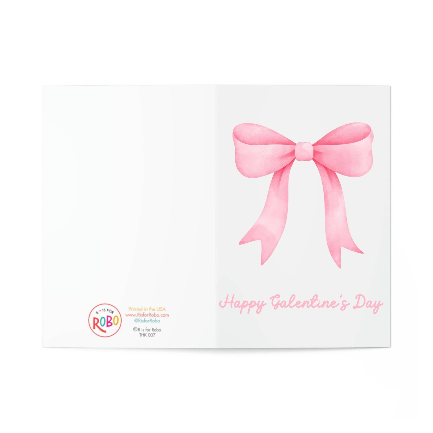 Galentines Day Card Pink Bow Greeting Cards
