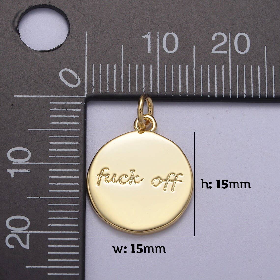 Fuck Off Charm for Necklace Bracelet Round Coin Disc