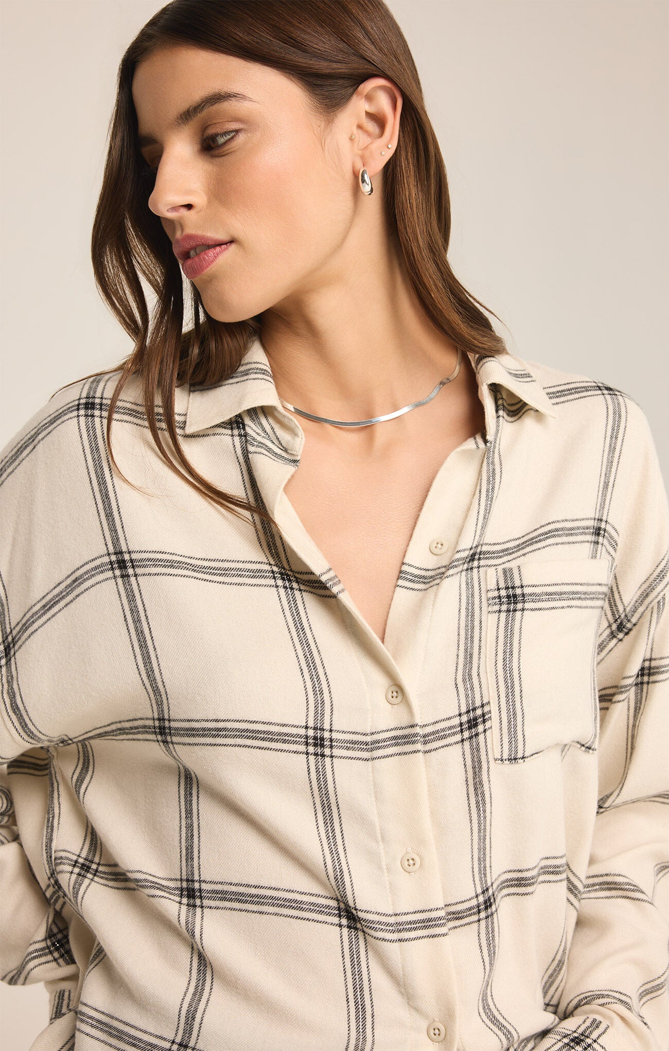 River Plaid Button Up in Sea Salt