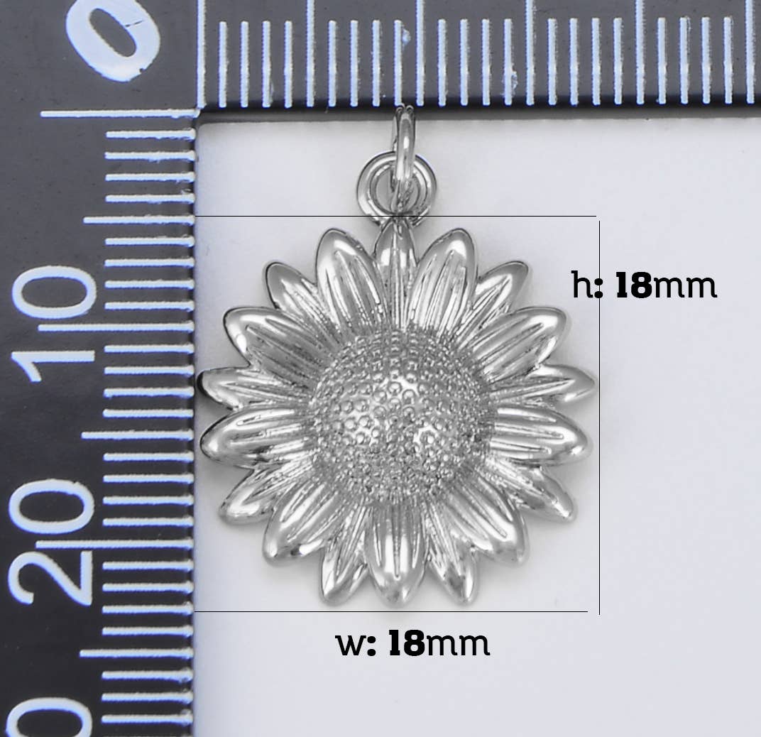 Dainty Sunflower Charm in Silver