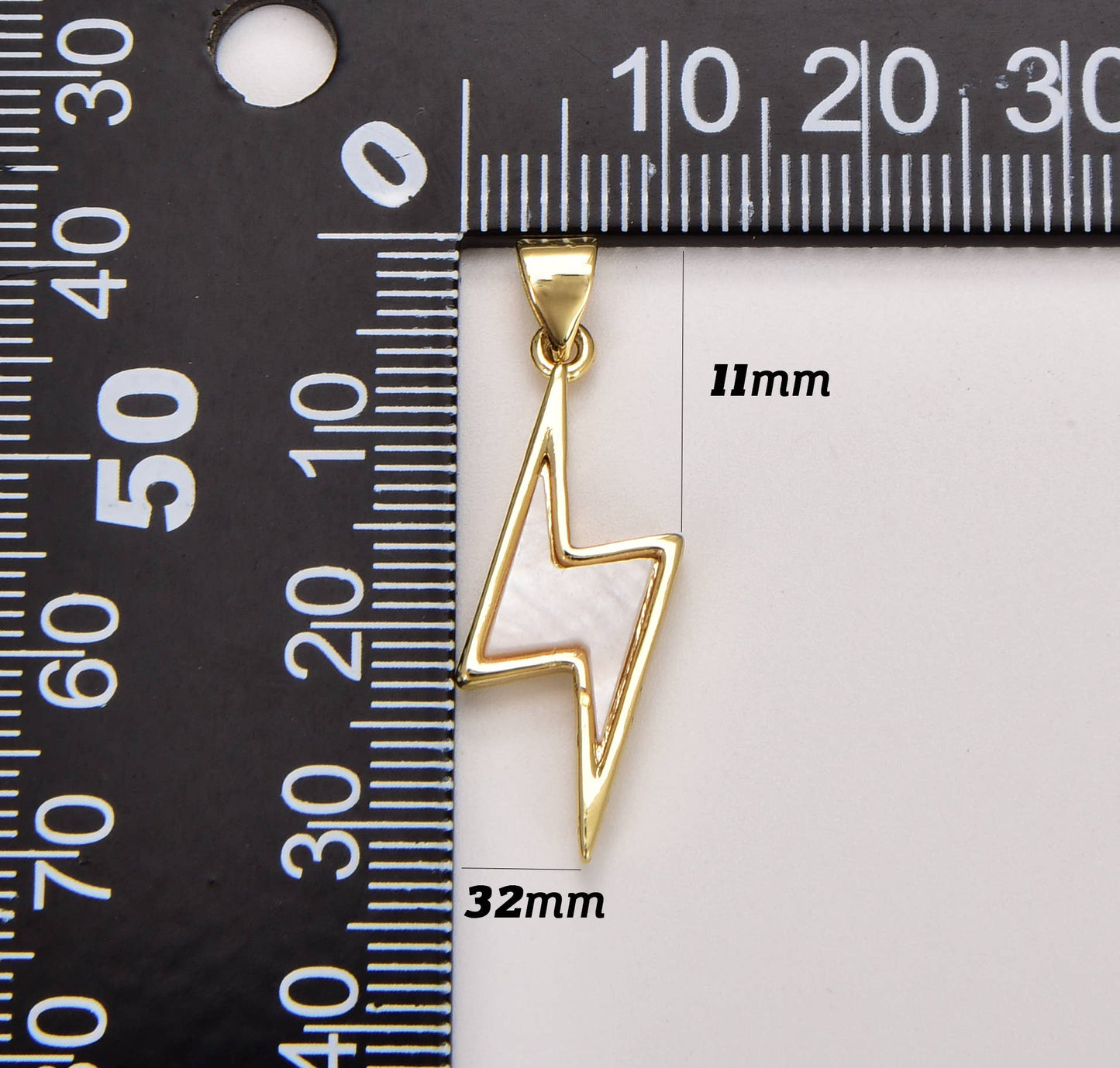 Gold Filled White Shell Lightning Bolt Charm