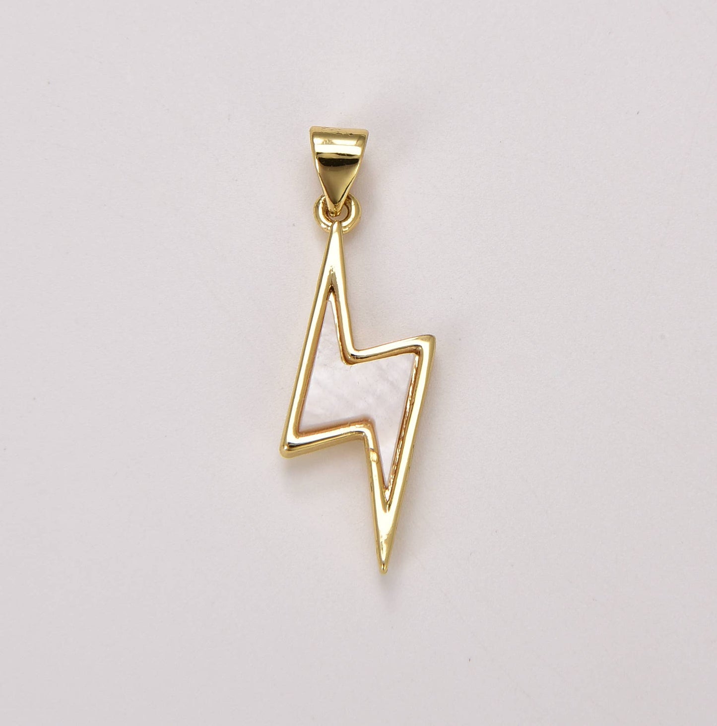 Gold Filled White Shell Lightning Bolt Charm