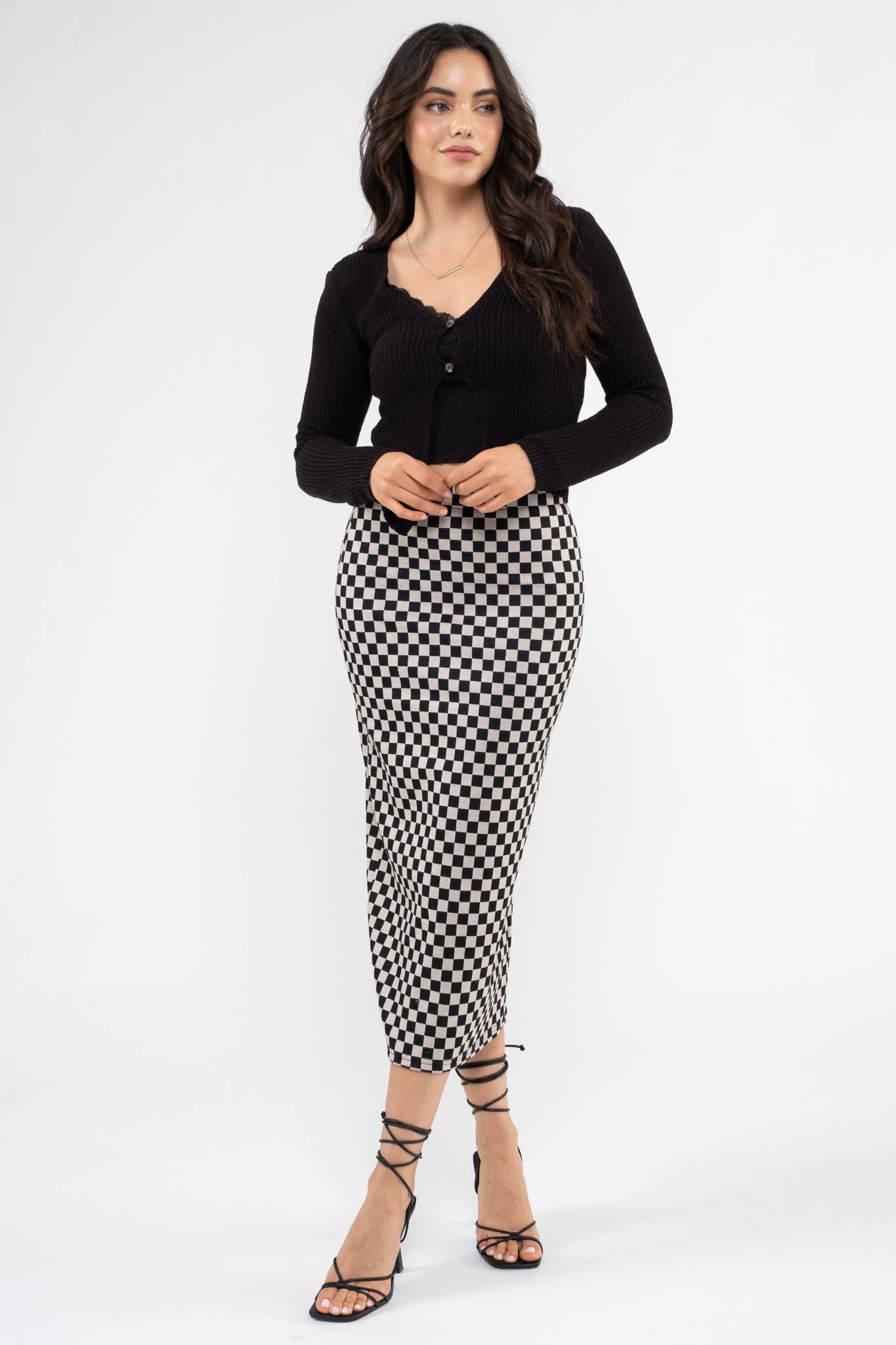 Madigan Double Button Knit Cardigan in Black