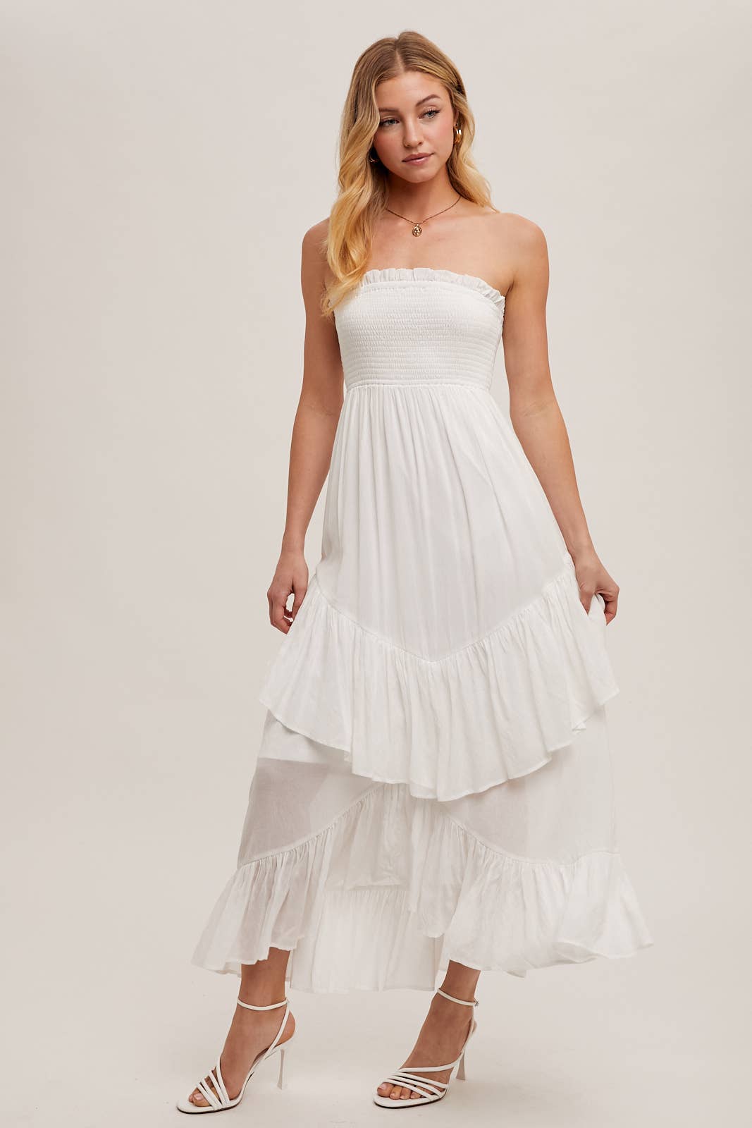 Alicia Smocked Strapless Tiered Dress