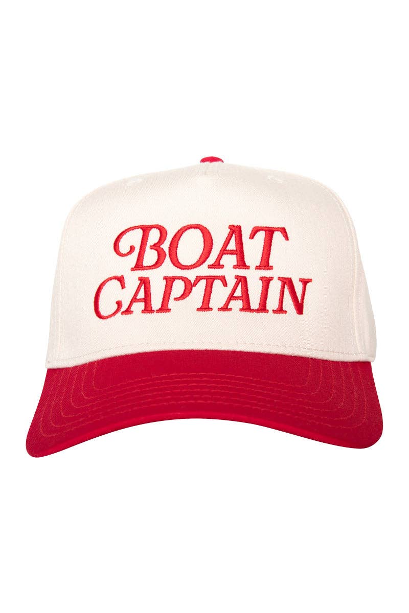 Boat Captain Two-Toned Retro Hat in Red and Tan
