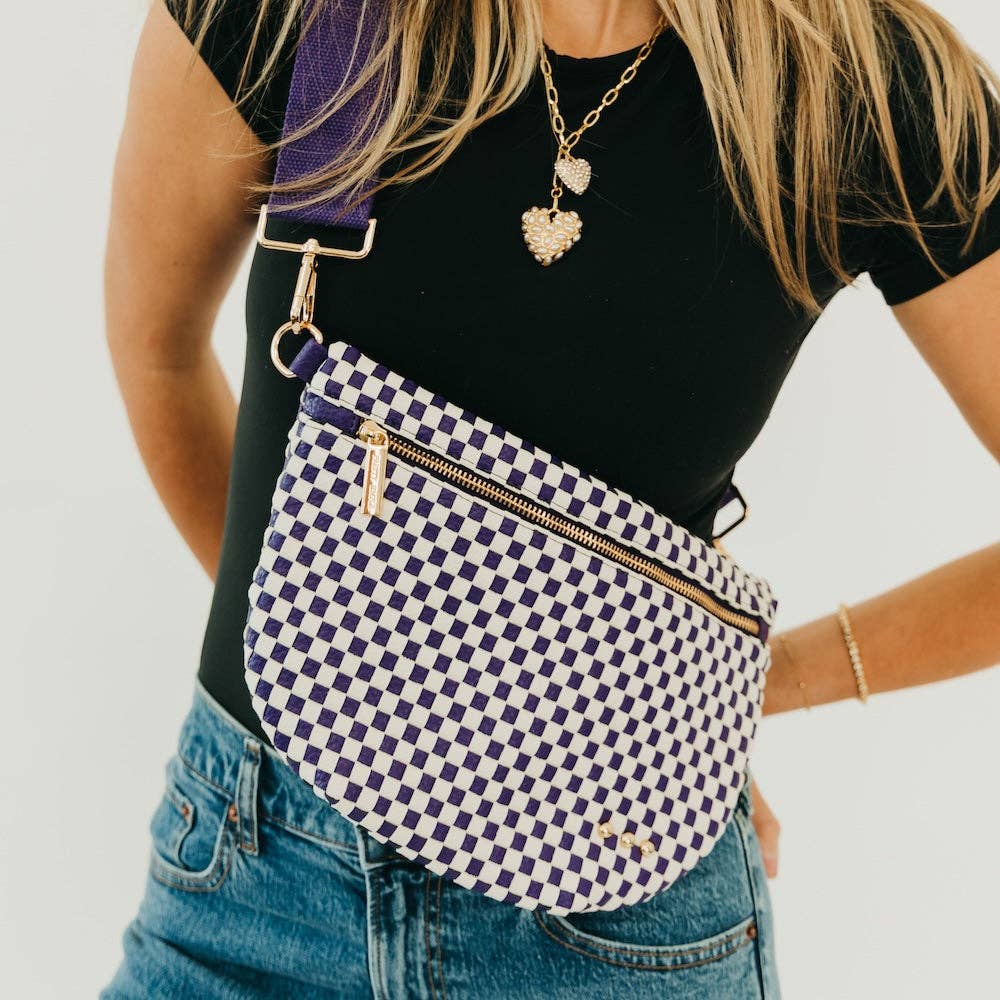 Westlyn Woven Bum Bag Woven Checkered in Purple