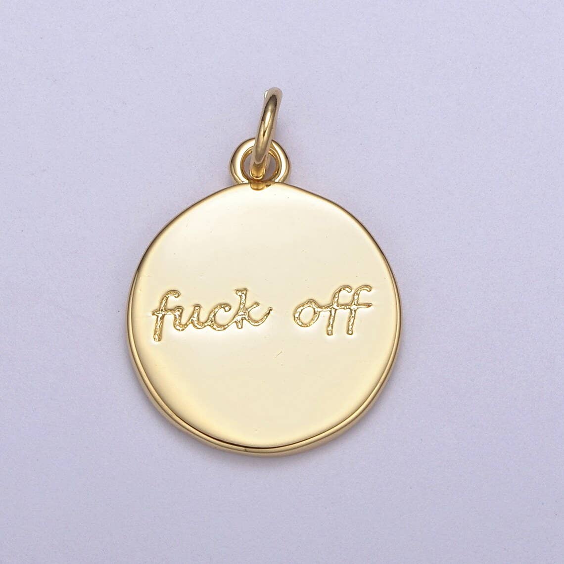 Fuck Off Charm for Necklace Bracelet Round Coin Disc