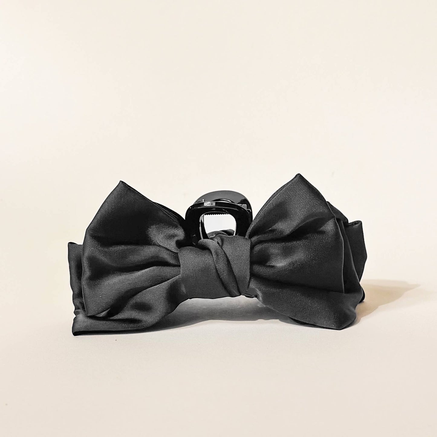 Satin Bow Claw Clip in Black